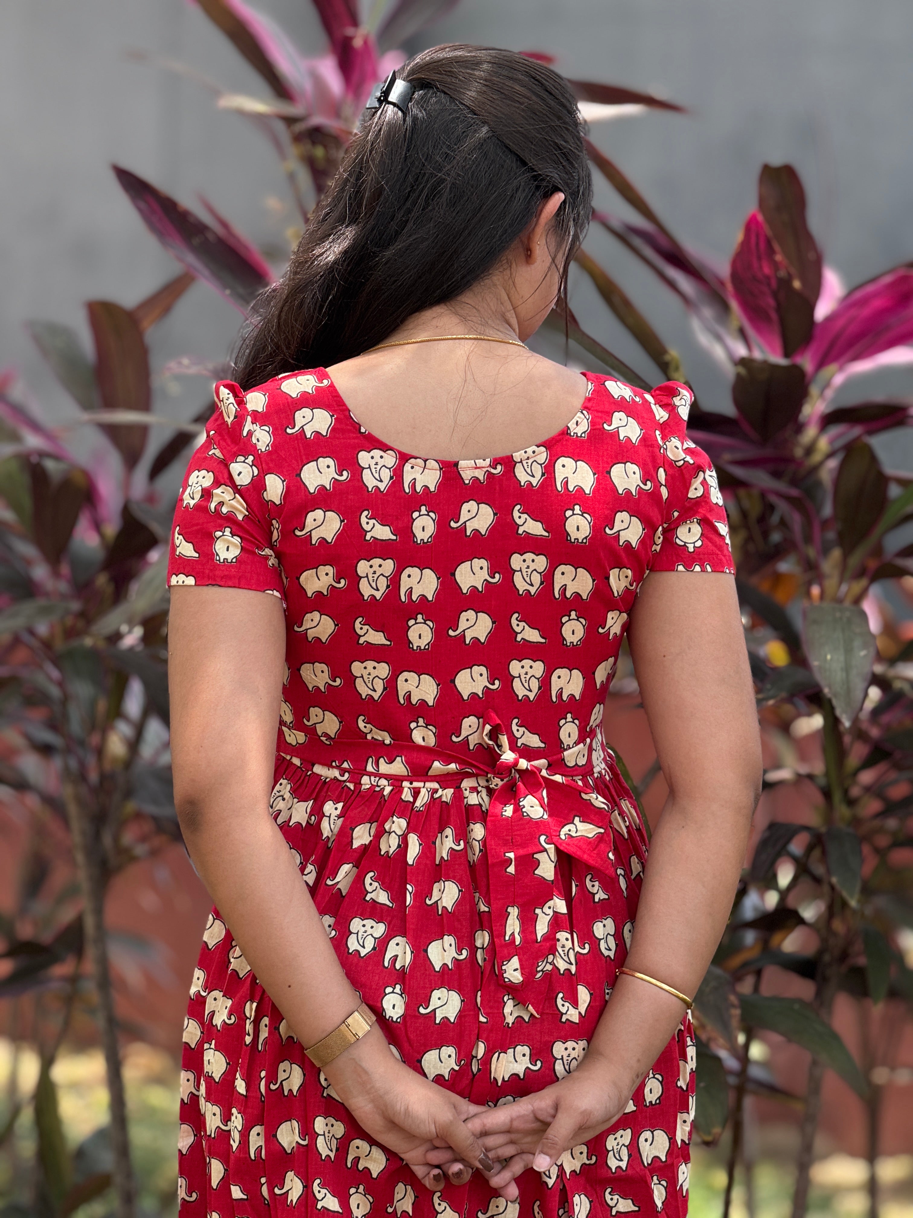 AC204 Red Cotton Maxi dress