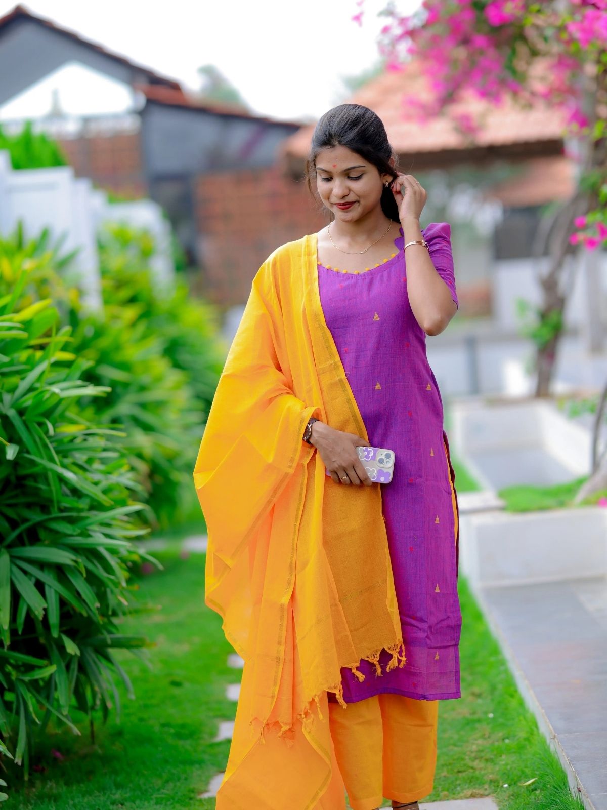AC208 HANDLOOM COTTON KURTI SET