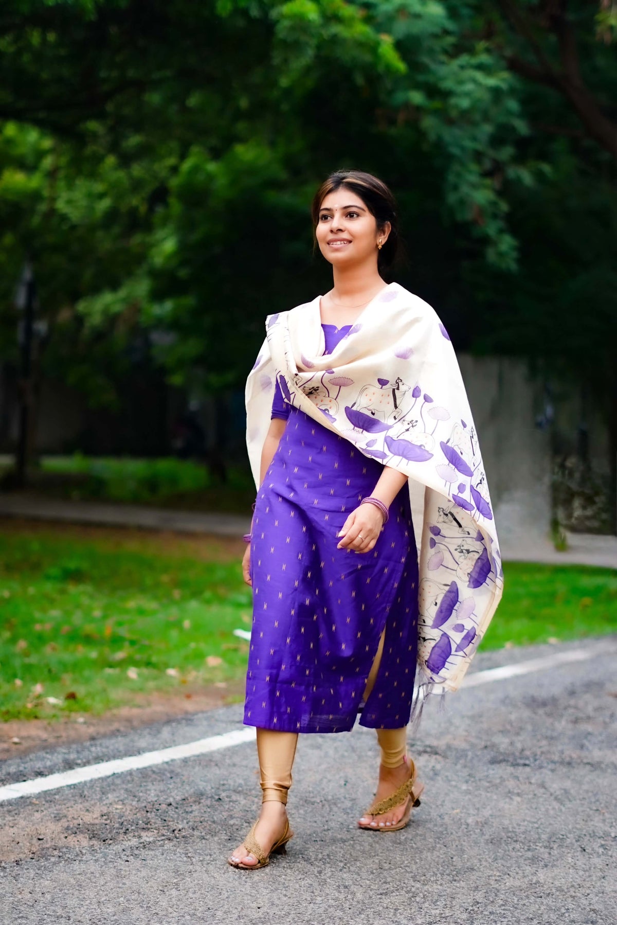 AC209 Purple Raw Silk dupatta set