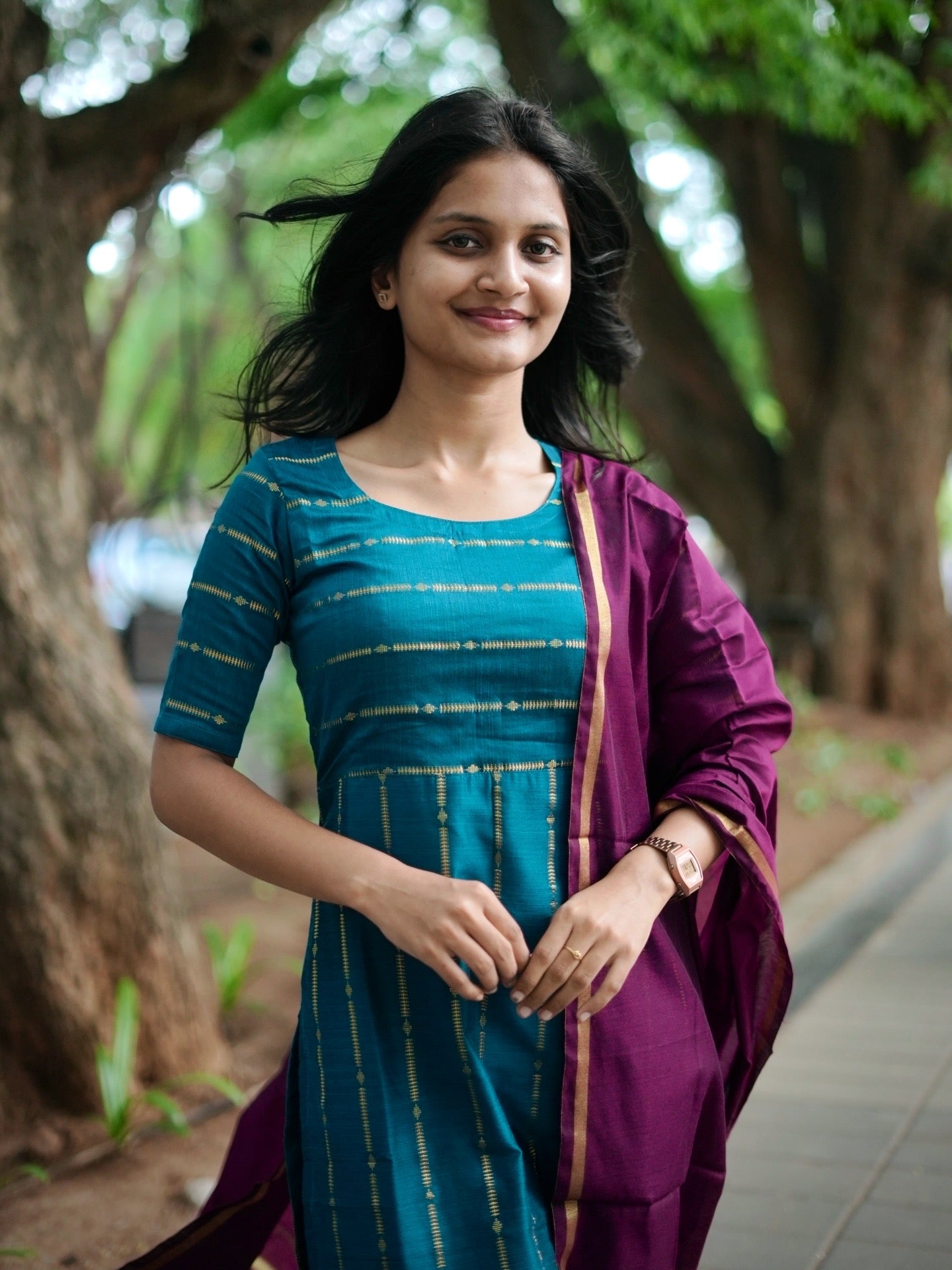 AC236 Peacock Green kurti dupatta set