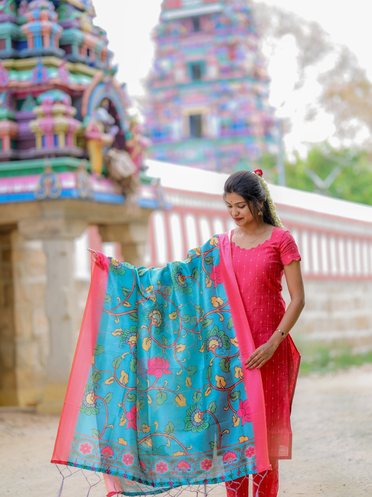 AC202 Pink Raw Silk Set with Art Silk Dupatta