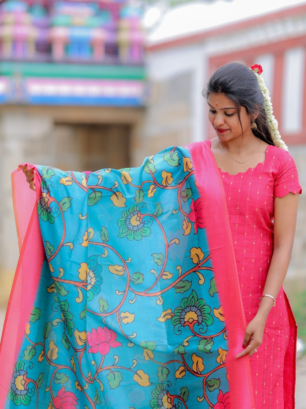 AC202 Pink Raw Silk Set with Art Silk Dupatta