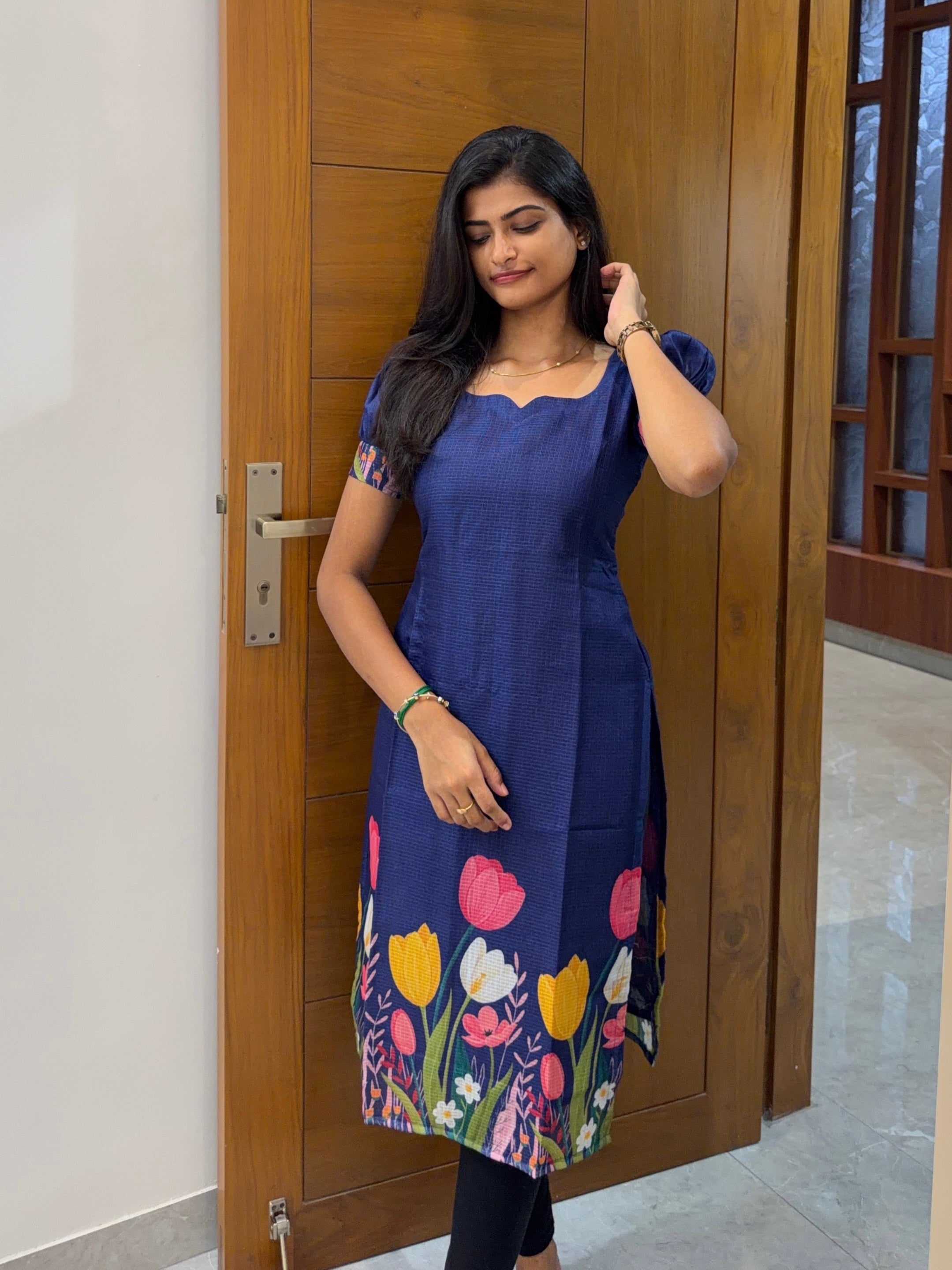 AC244 Navy Blue Kota Doriya Kurti