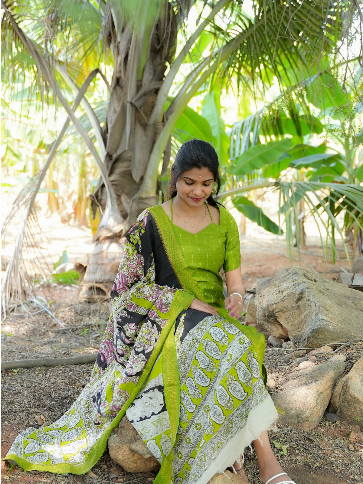 AC195 Raw Silk Kurti set with Kalamkari Silk Dupatta