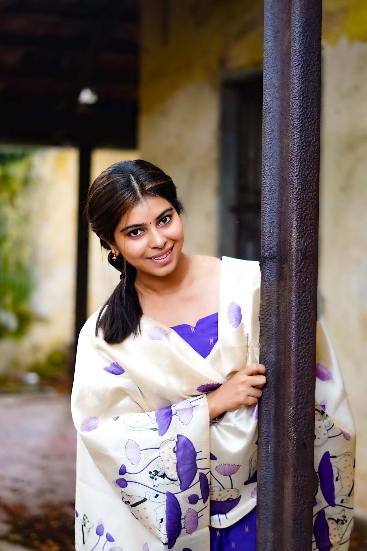 AC209 Purple Raw Silk dupatta set