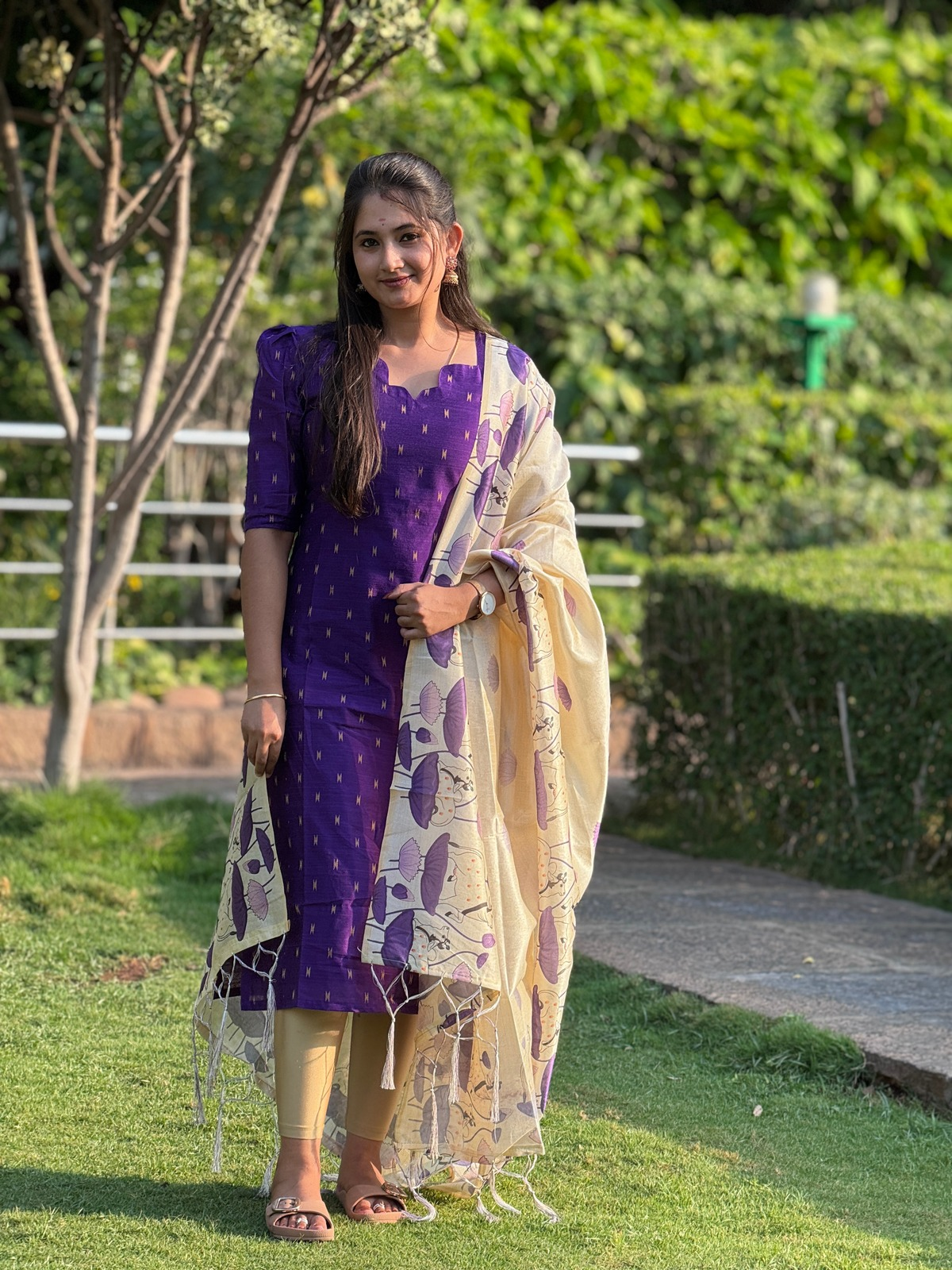 AC209 Purple Raw Silk dupatta set