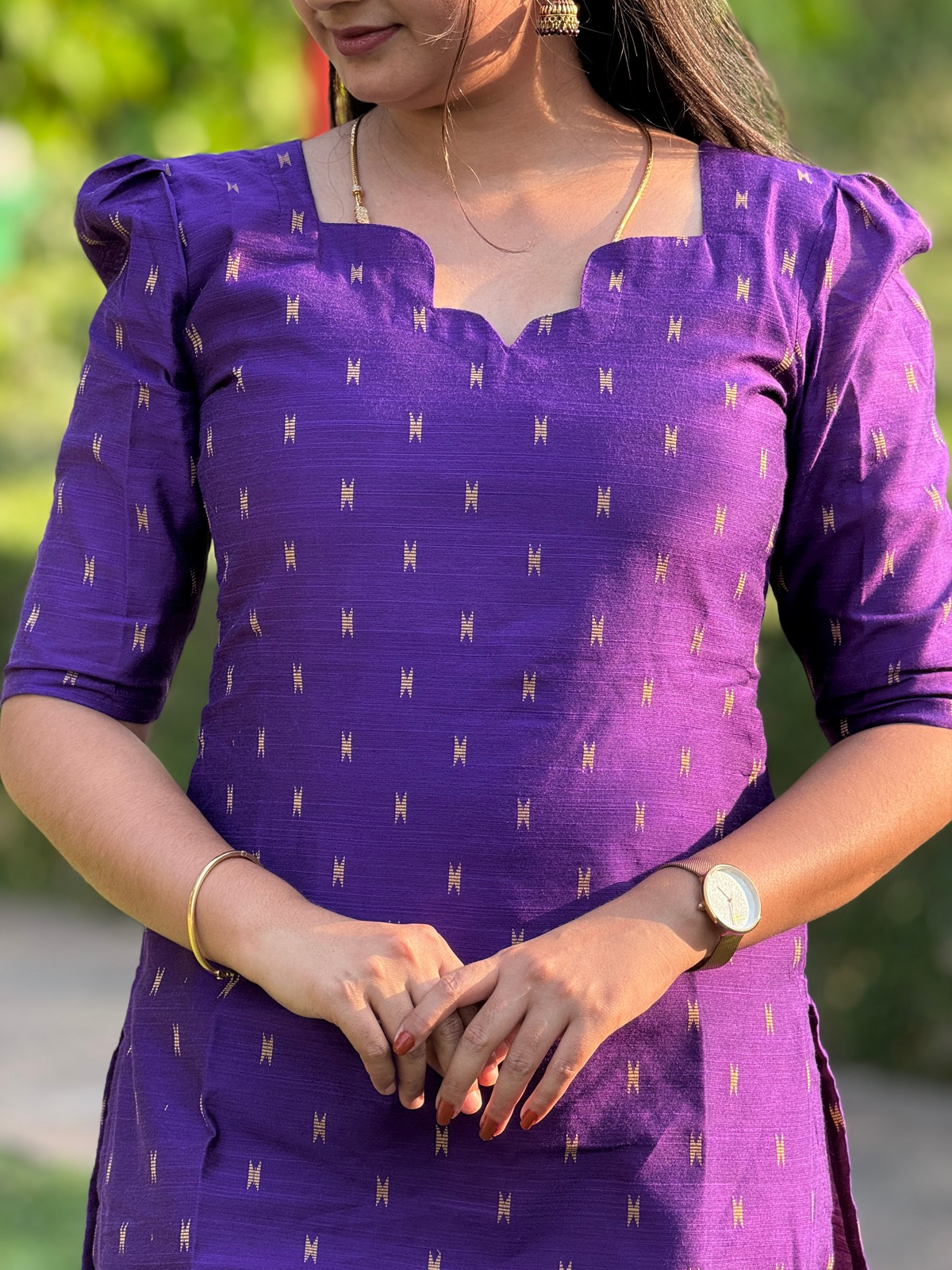 AC209 Purple Raw Silk dupatta set