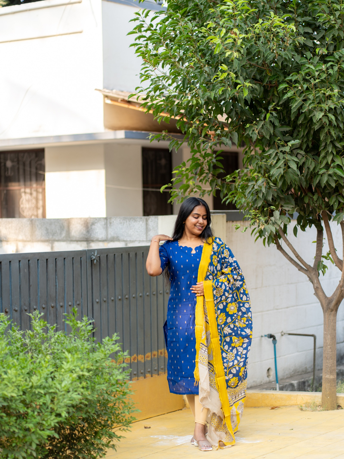 AC212 Raw Silk Kurti with Kalamkari Silk Dupatta