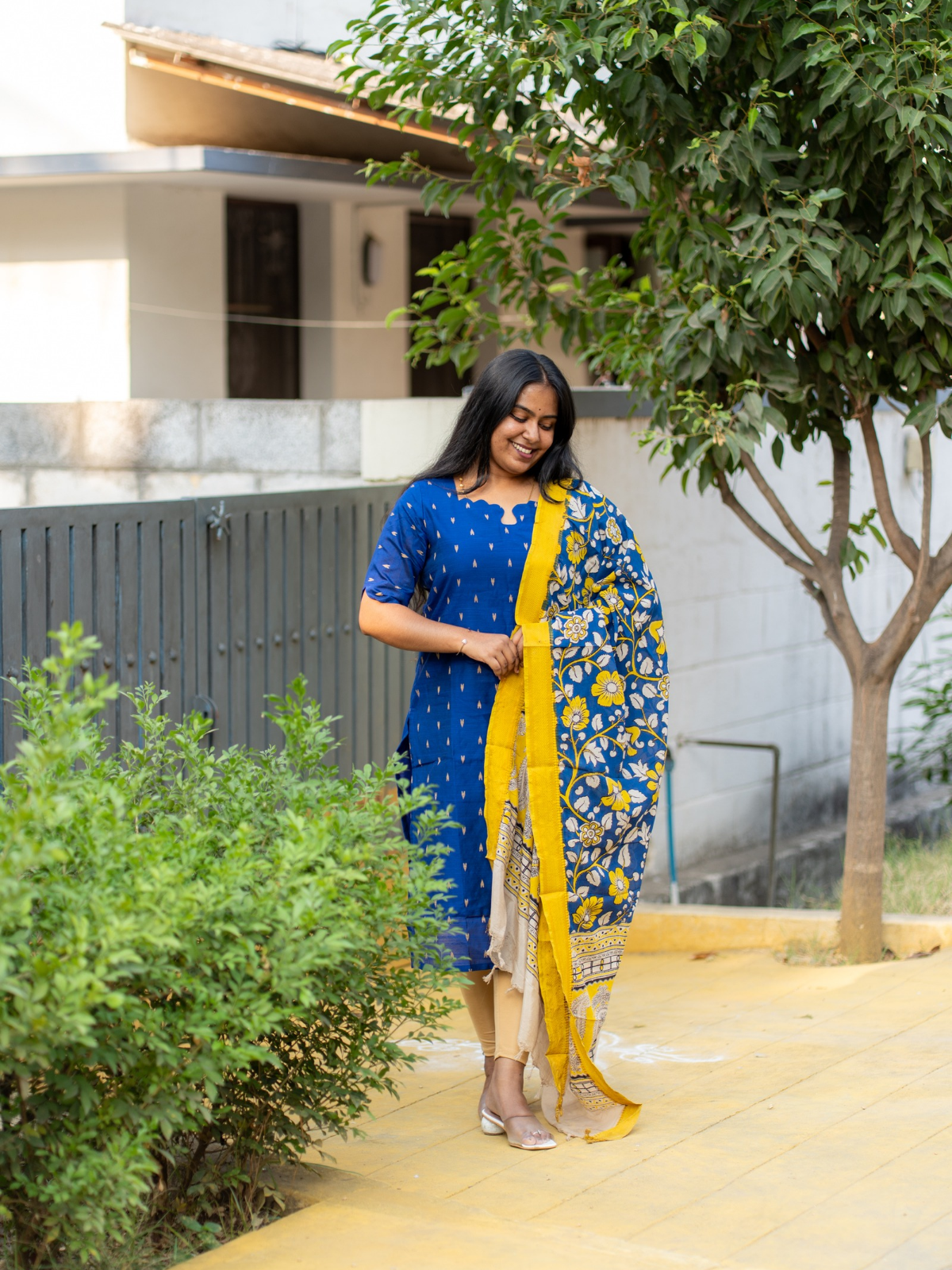 AC212 Raw Silk Kurti with Kalamkari Silk Dupatta