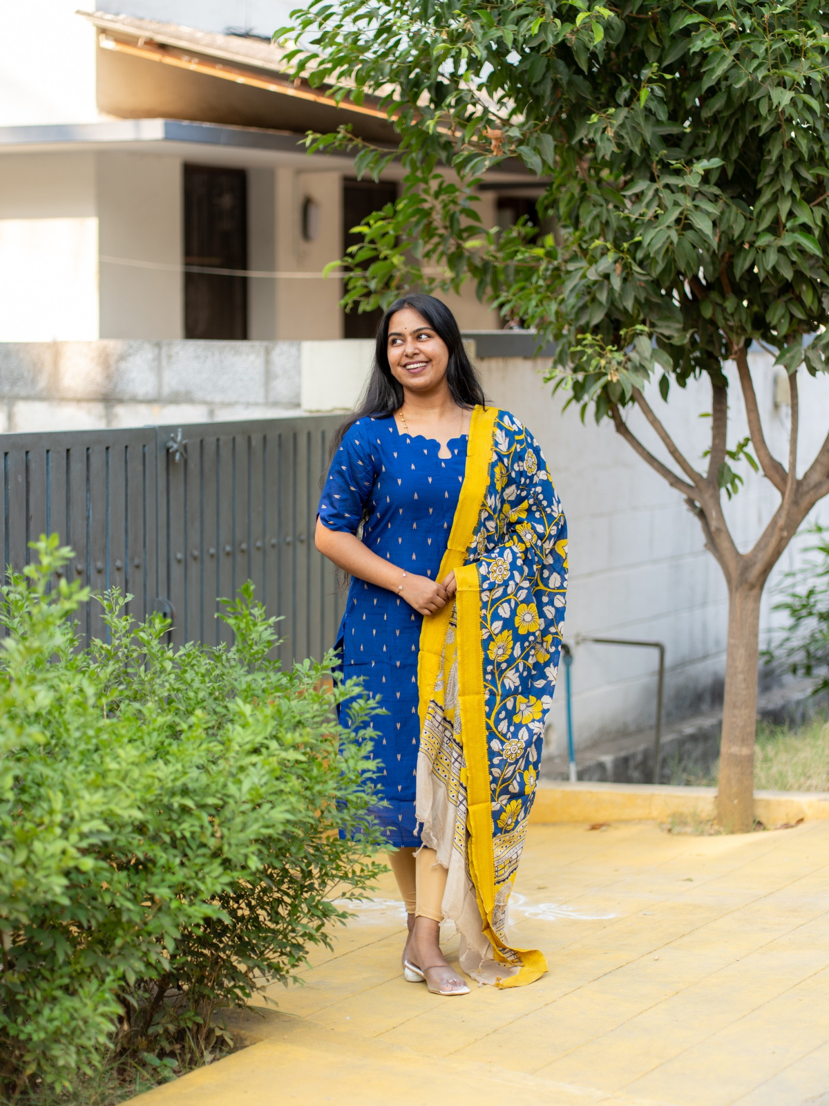 AC212 Raw Silk Kurti with Kalamkari Silk Dupatta