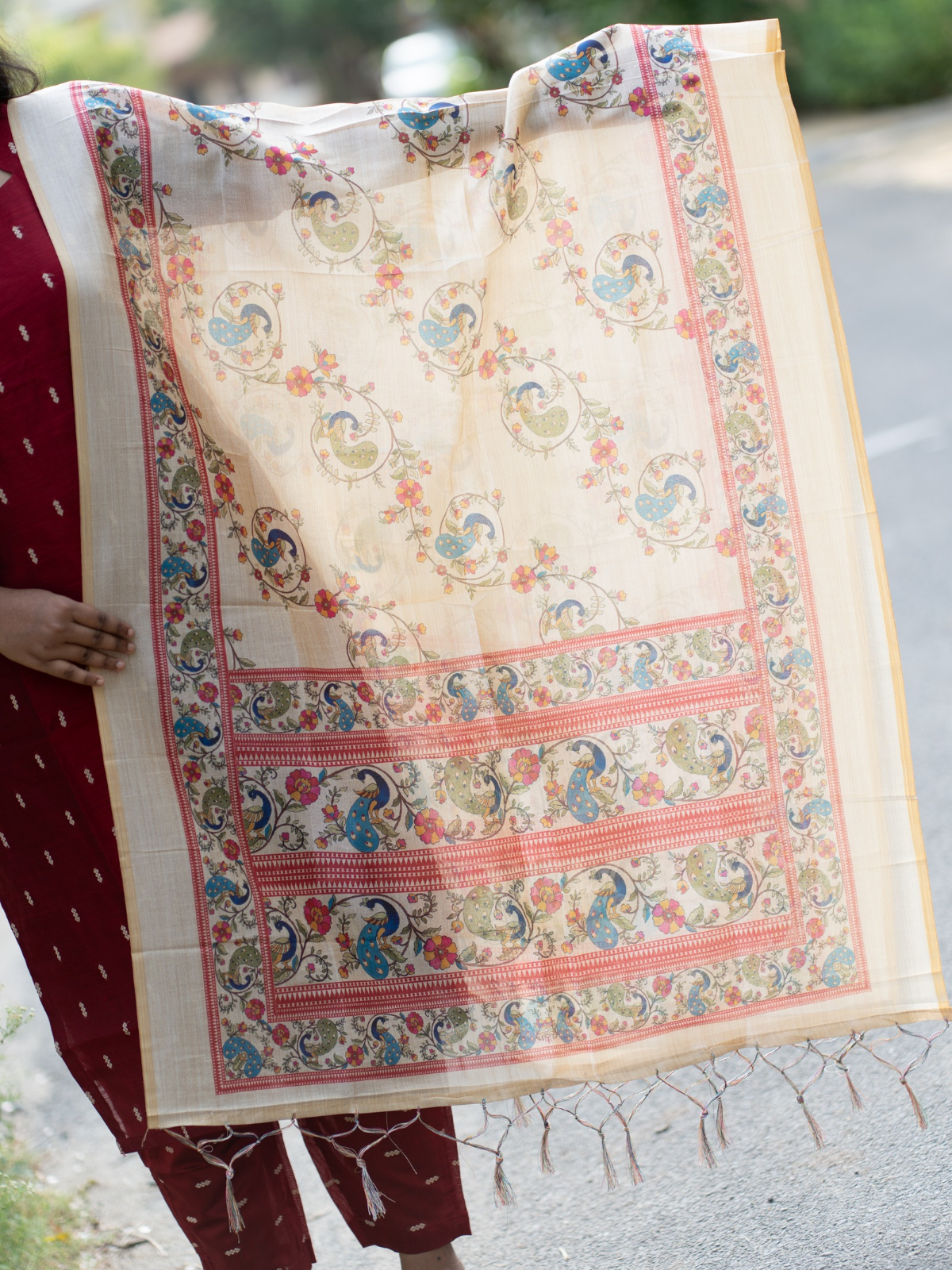 AC215 Dark Maroon Raw Silk Set