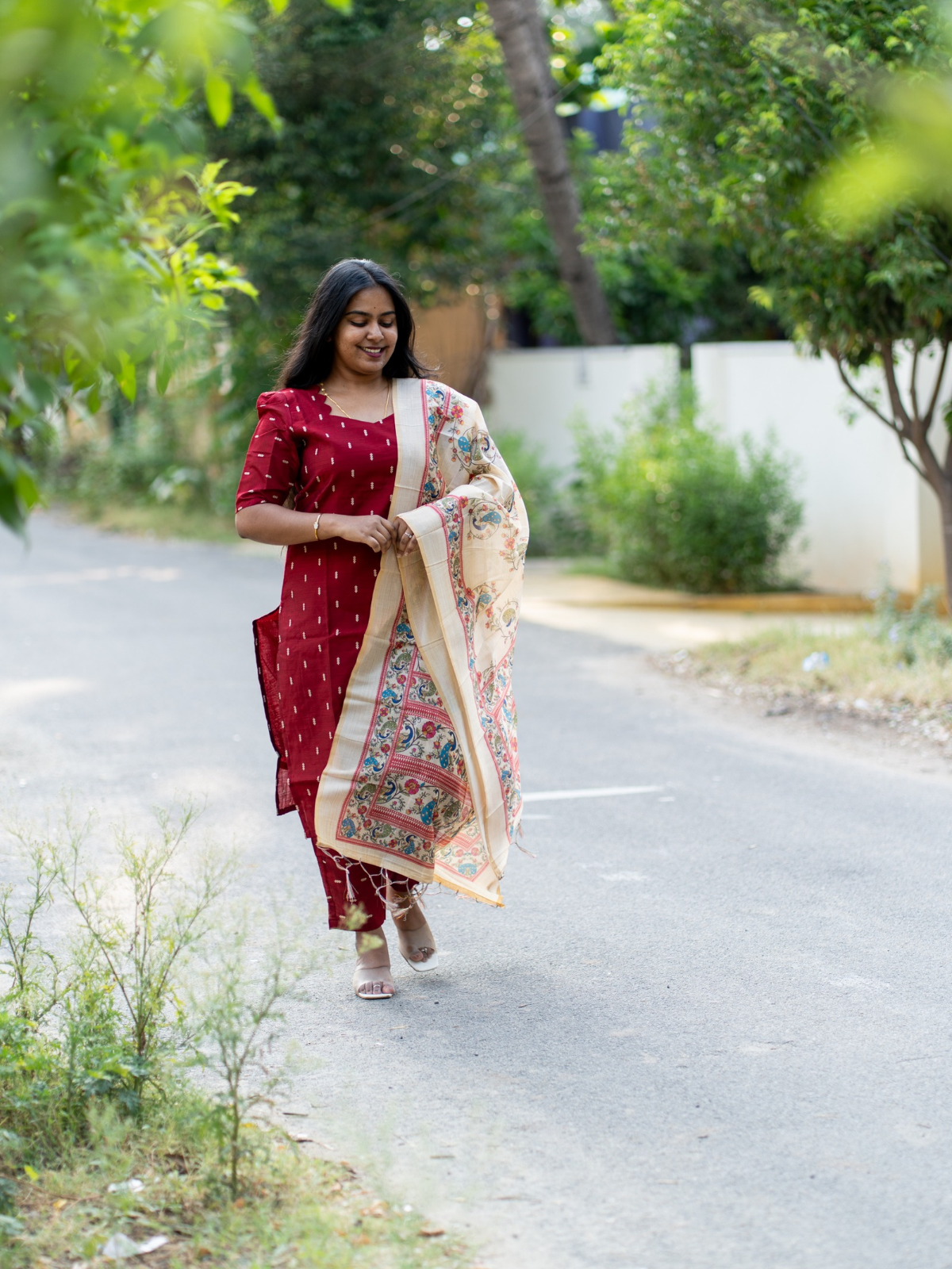 AC215 Dark Maroon Raw Silk Set