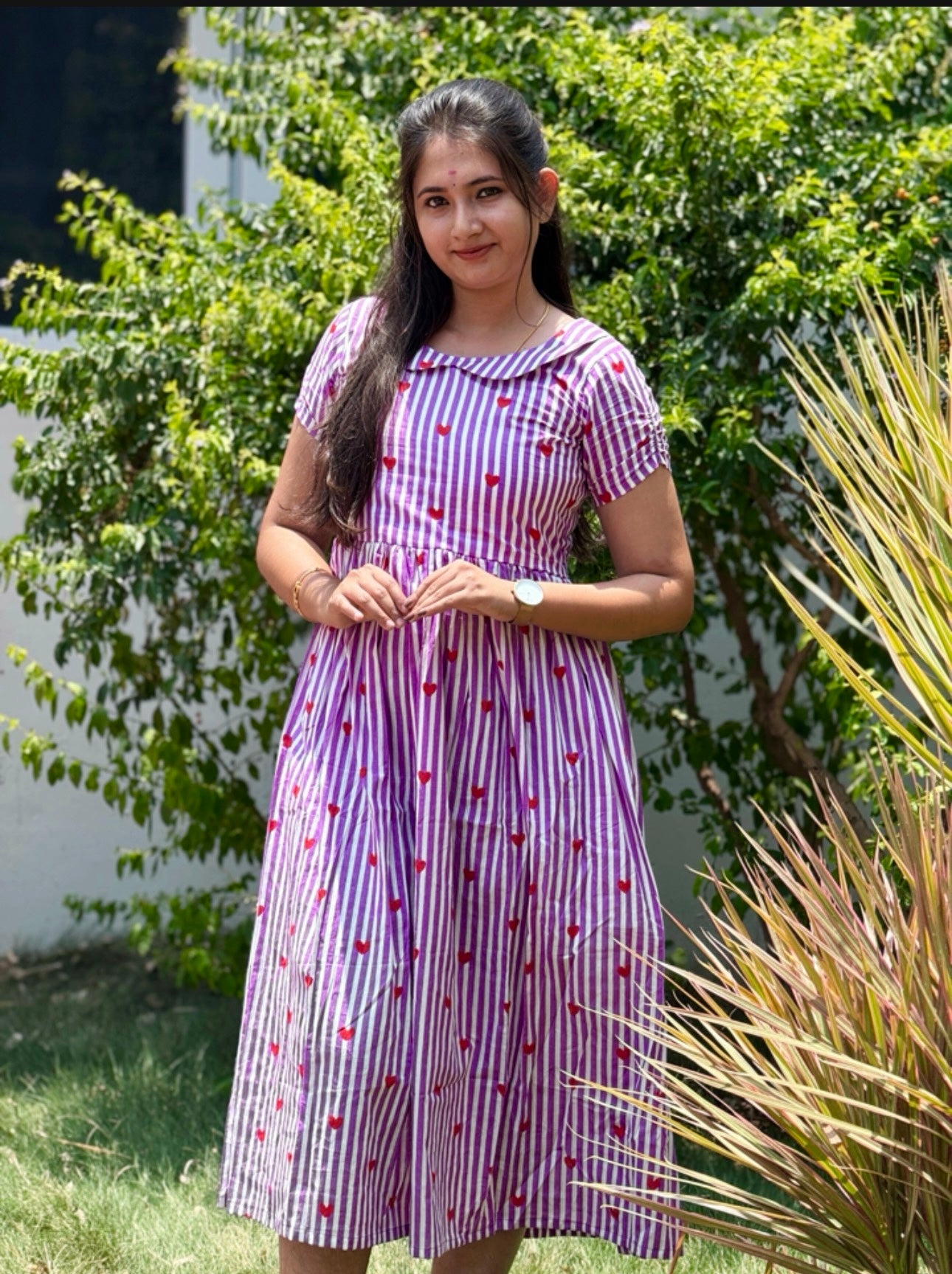 AC206 COTTON STRIPES MAXI DRESS