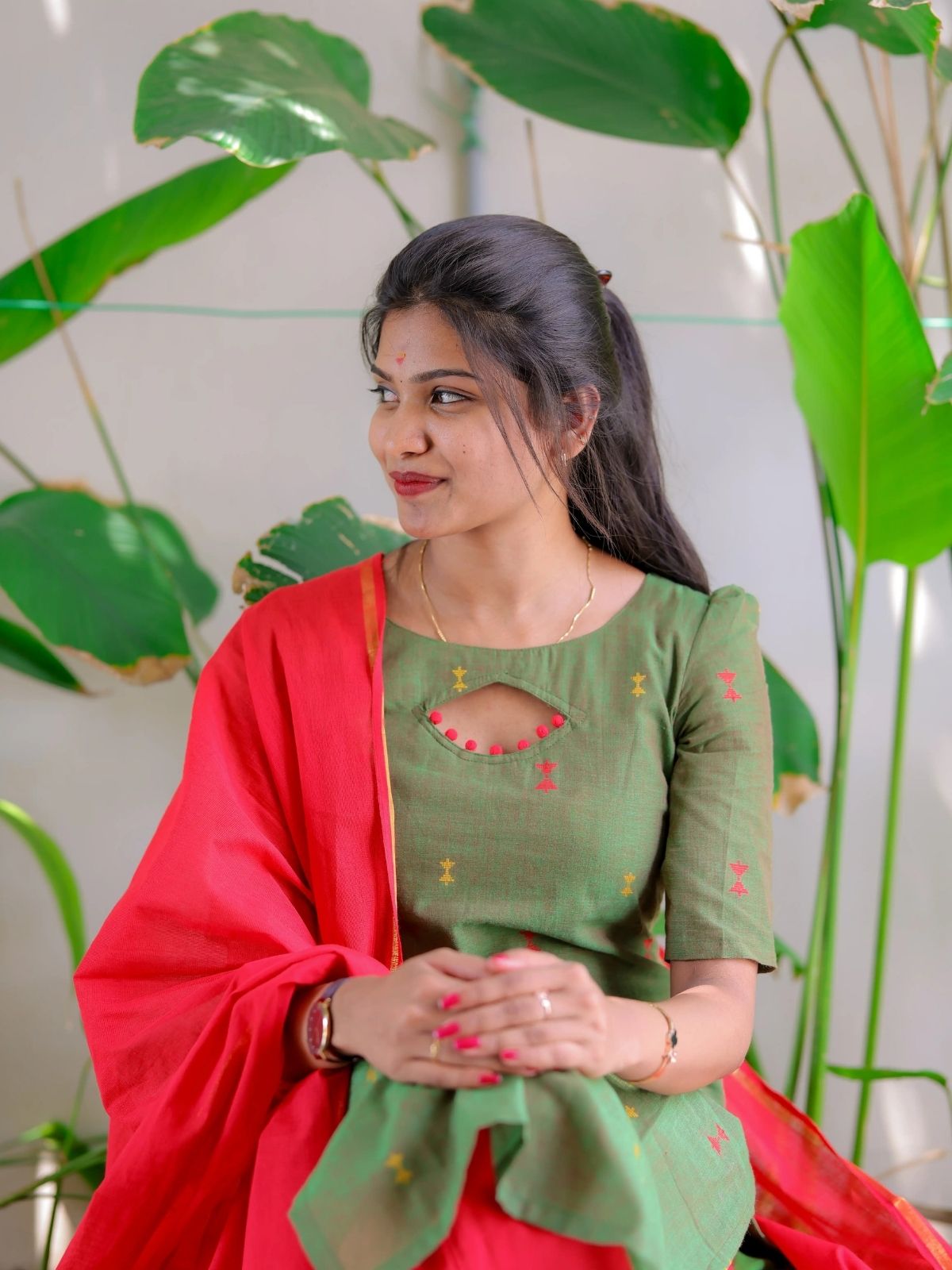 AC208 HANDLOOM COTTON KURTI SET