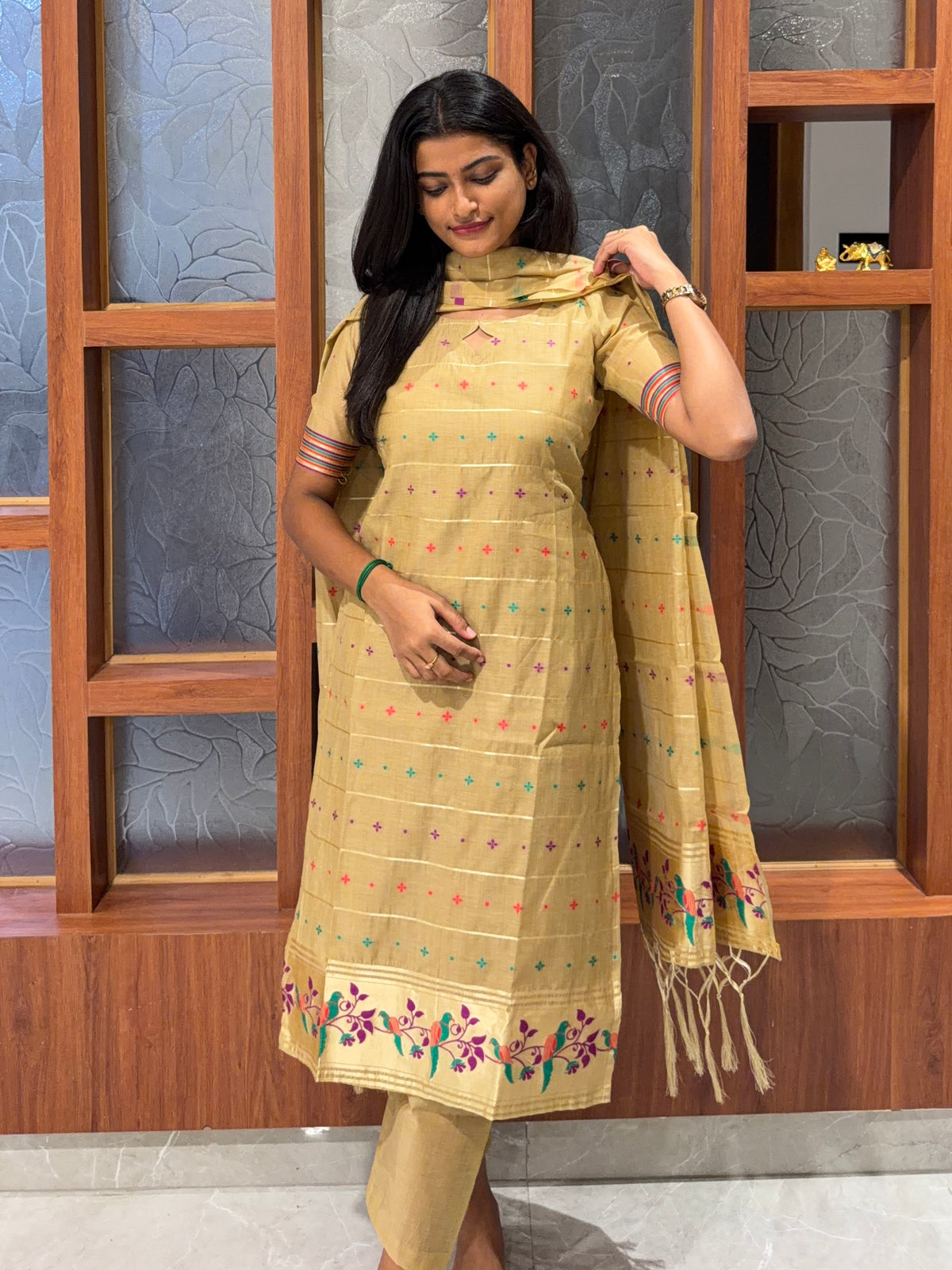 AC247 Jamdani Cotton Kurti set