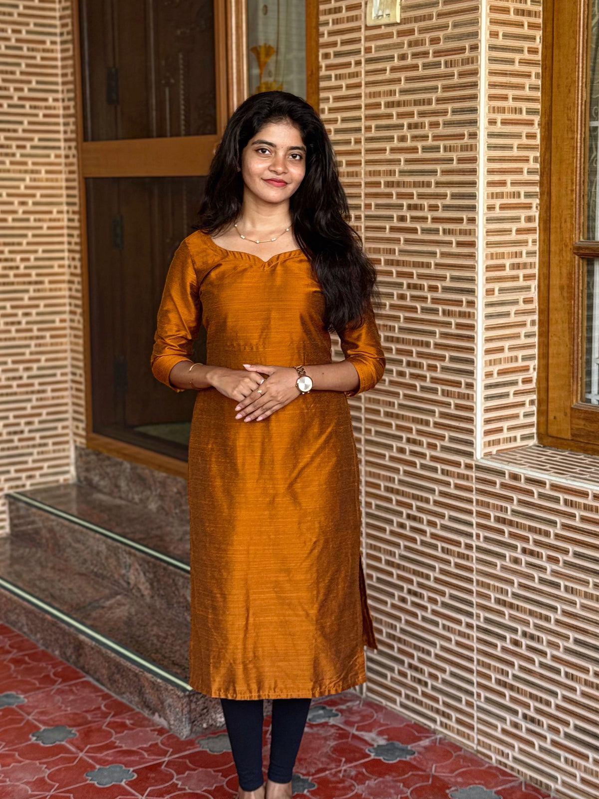 AC256 Plain Slub Silk kurti dupatta set