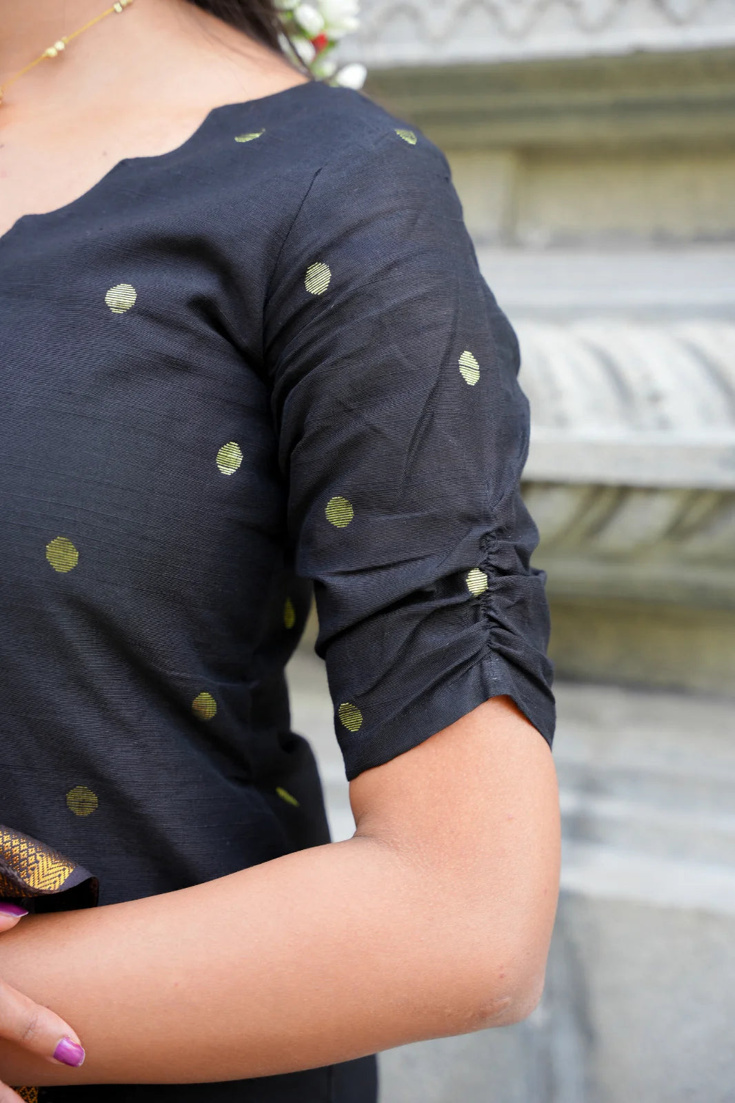 AC175 Raw Silk Kurti with Kalamkari Silk Dupatta