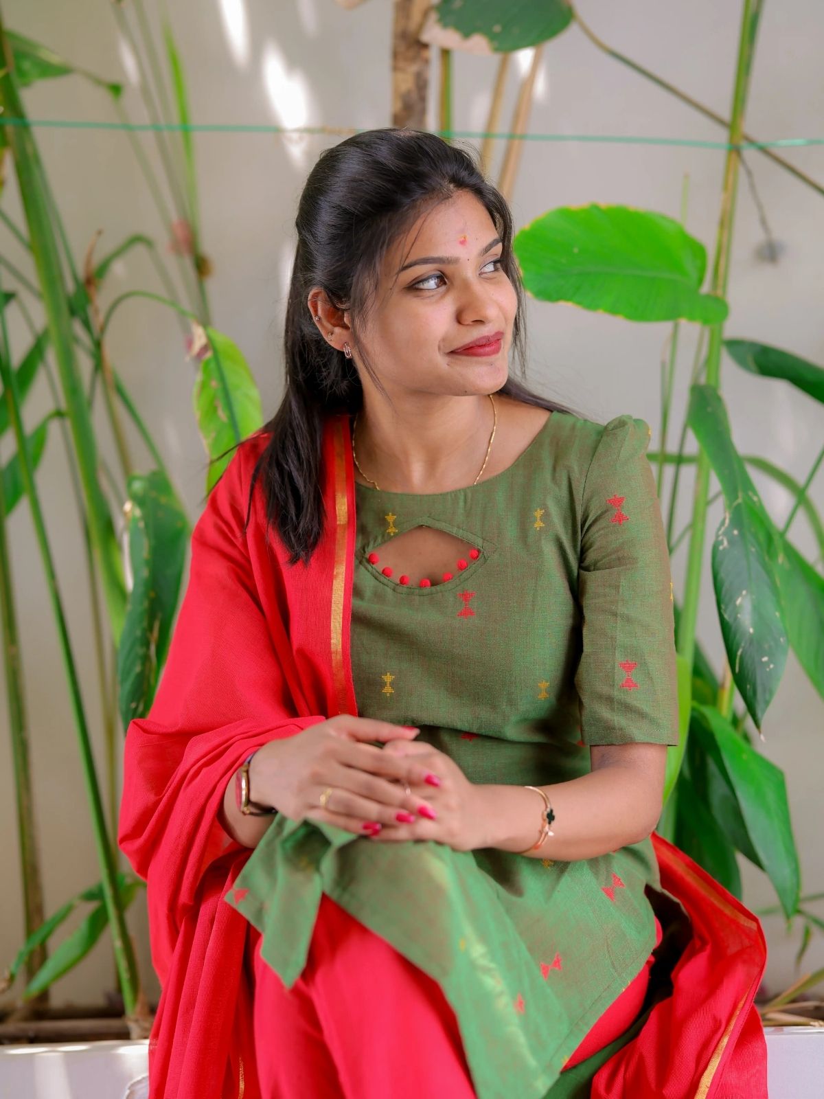 AC208 HANDLOOM COTTON KURTI SET