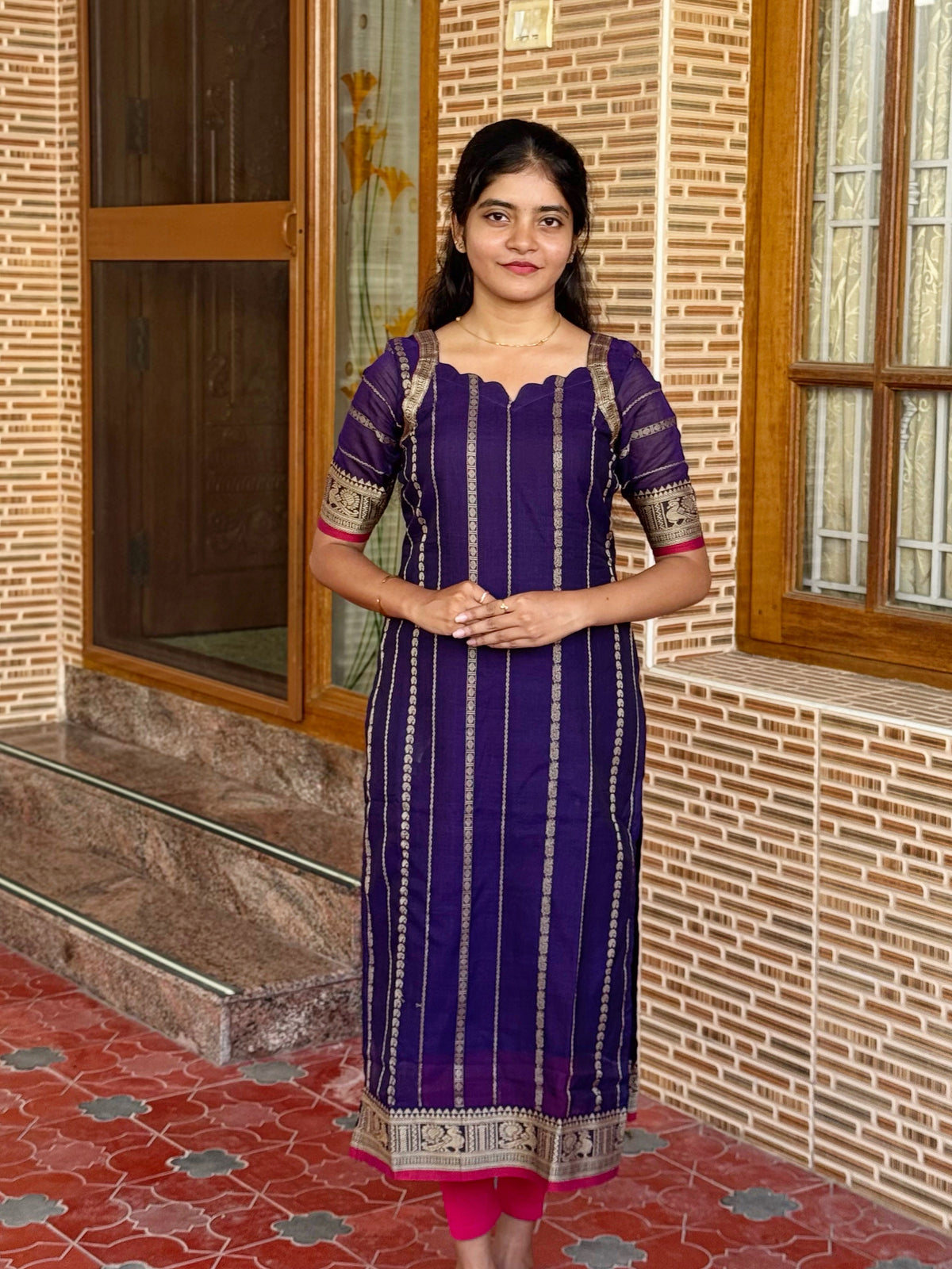 DS08 Purple Narayanpet Cotton kurti