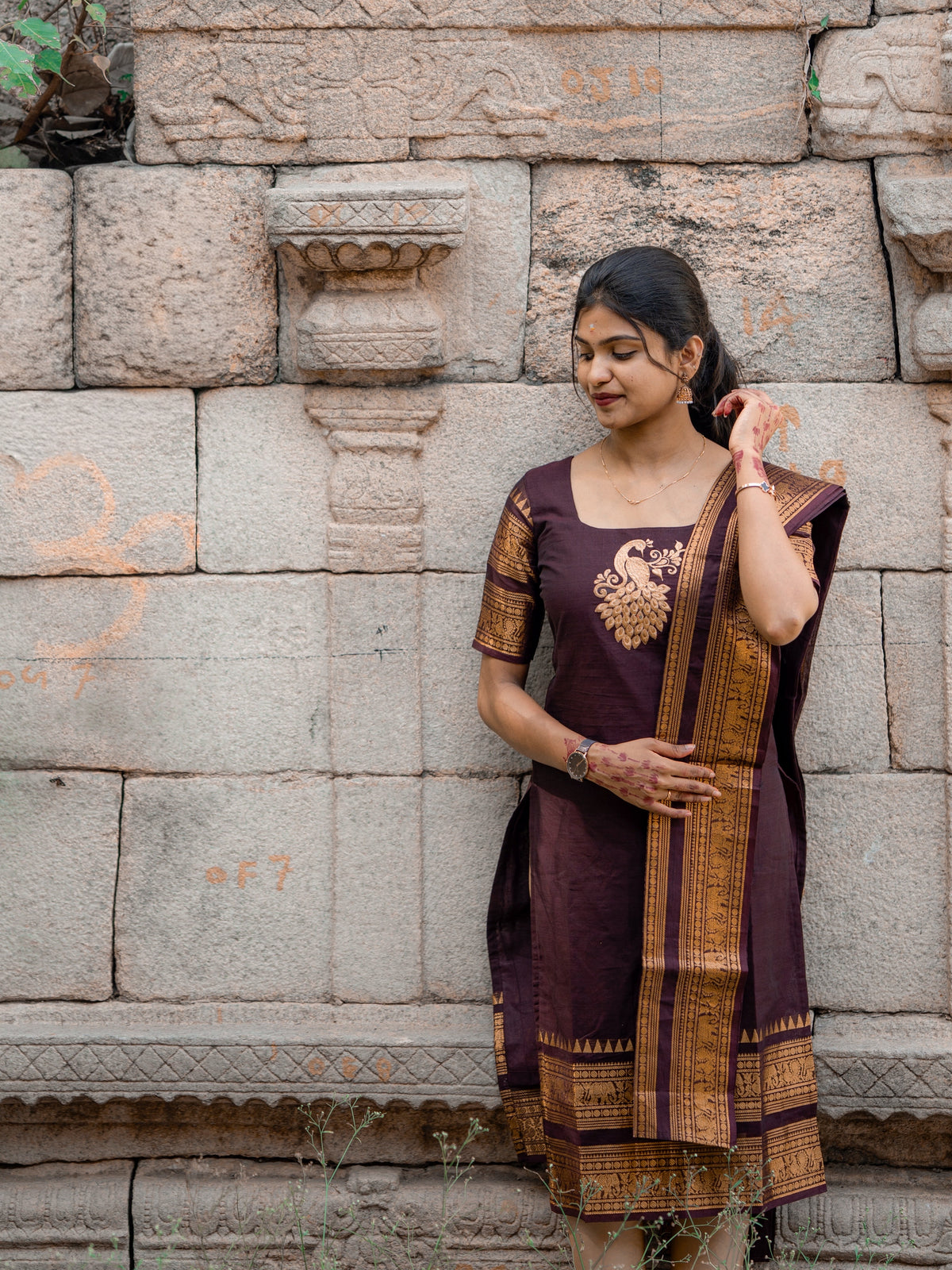 DS06 Kanchi Cotton Embroidery Kurti Dupatta Set