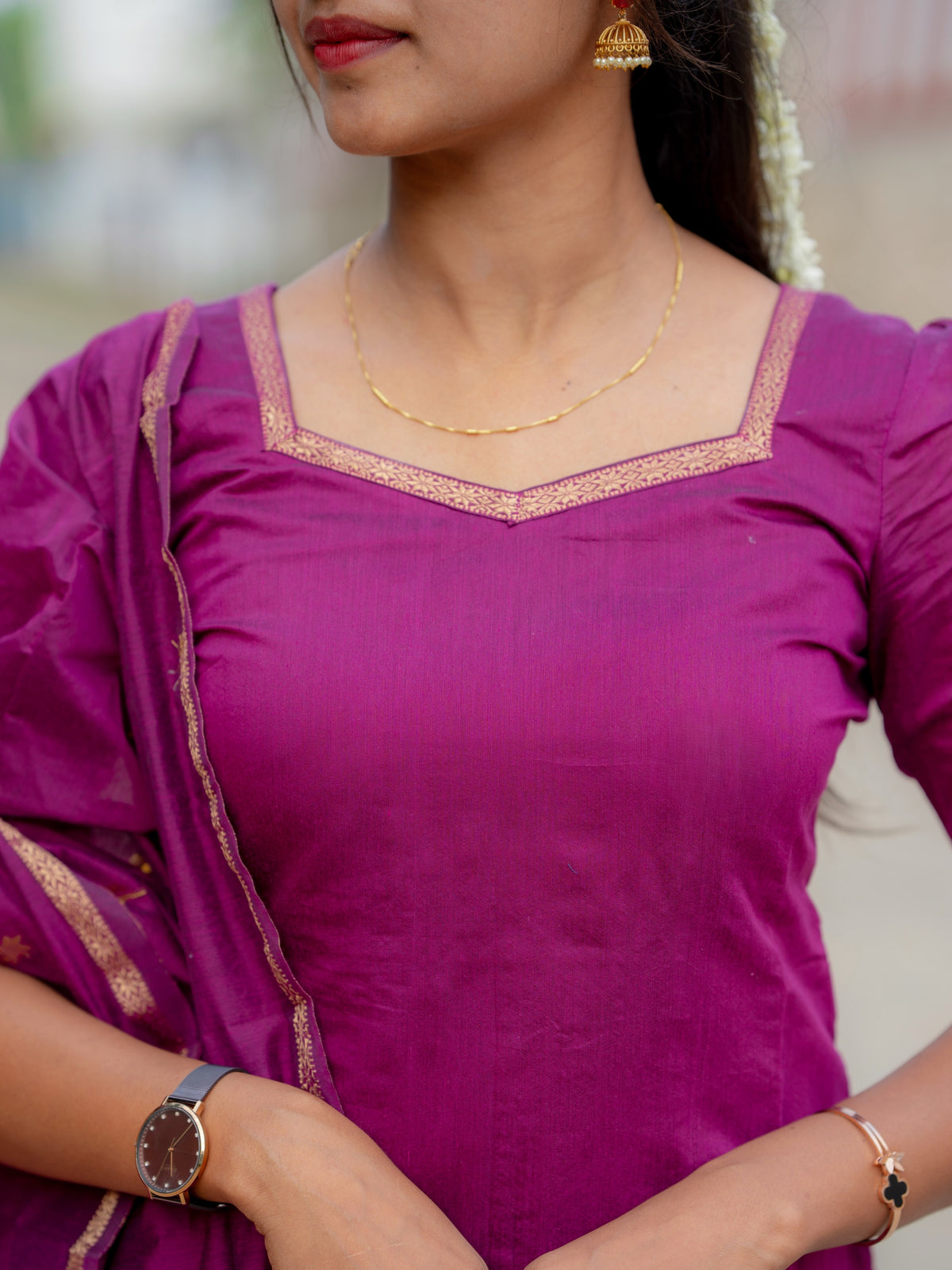 DS07 Maheshwari Silk Cotton Kurti Dupatta Set