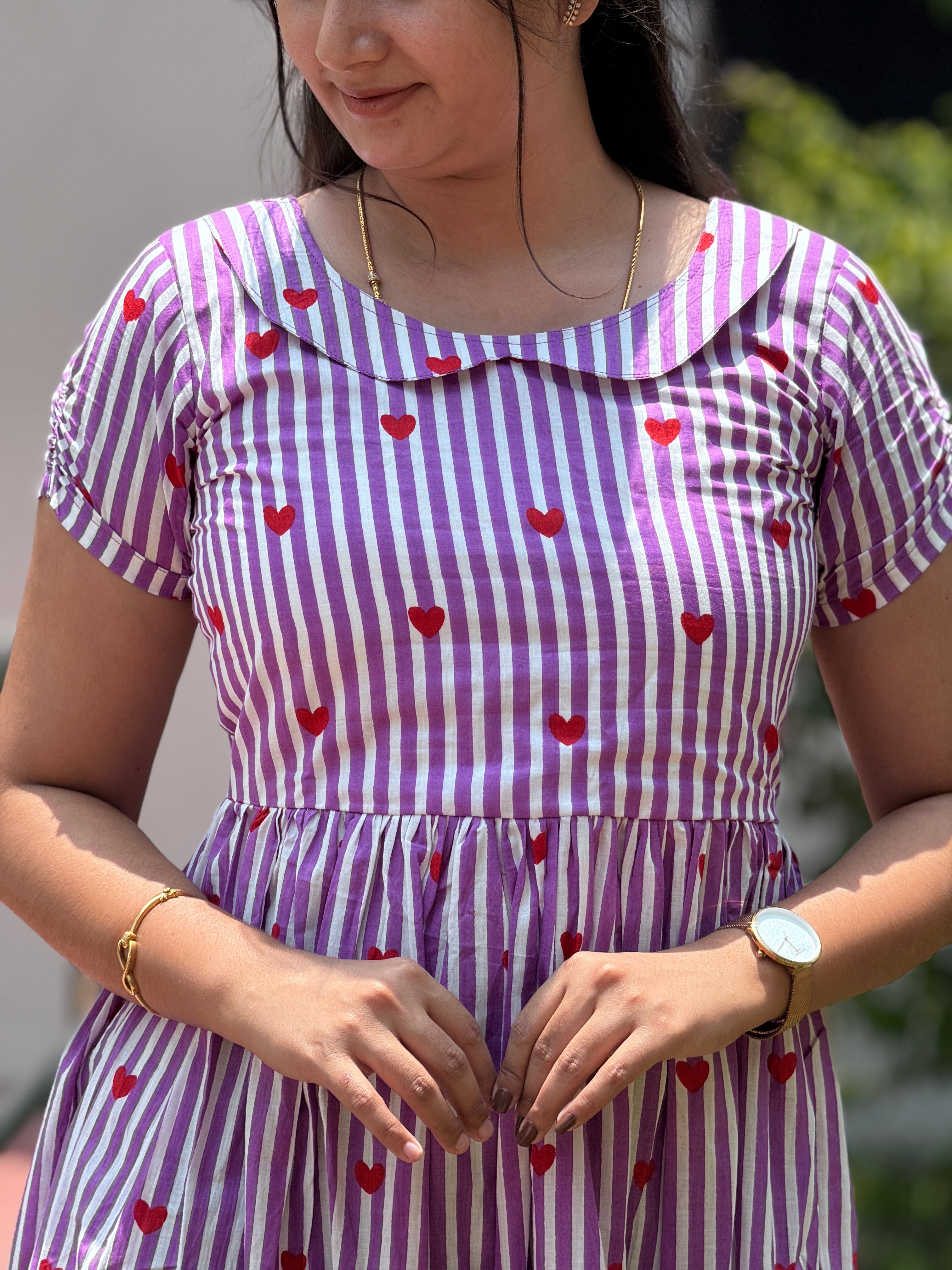 AC206 COTTON STRIPES MAXI DRESS