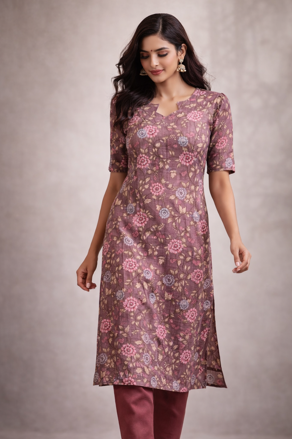 AC076 Golden Tissue Silk Kurti