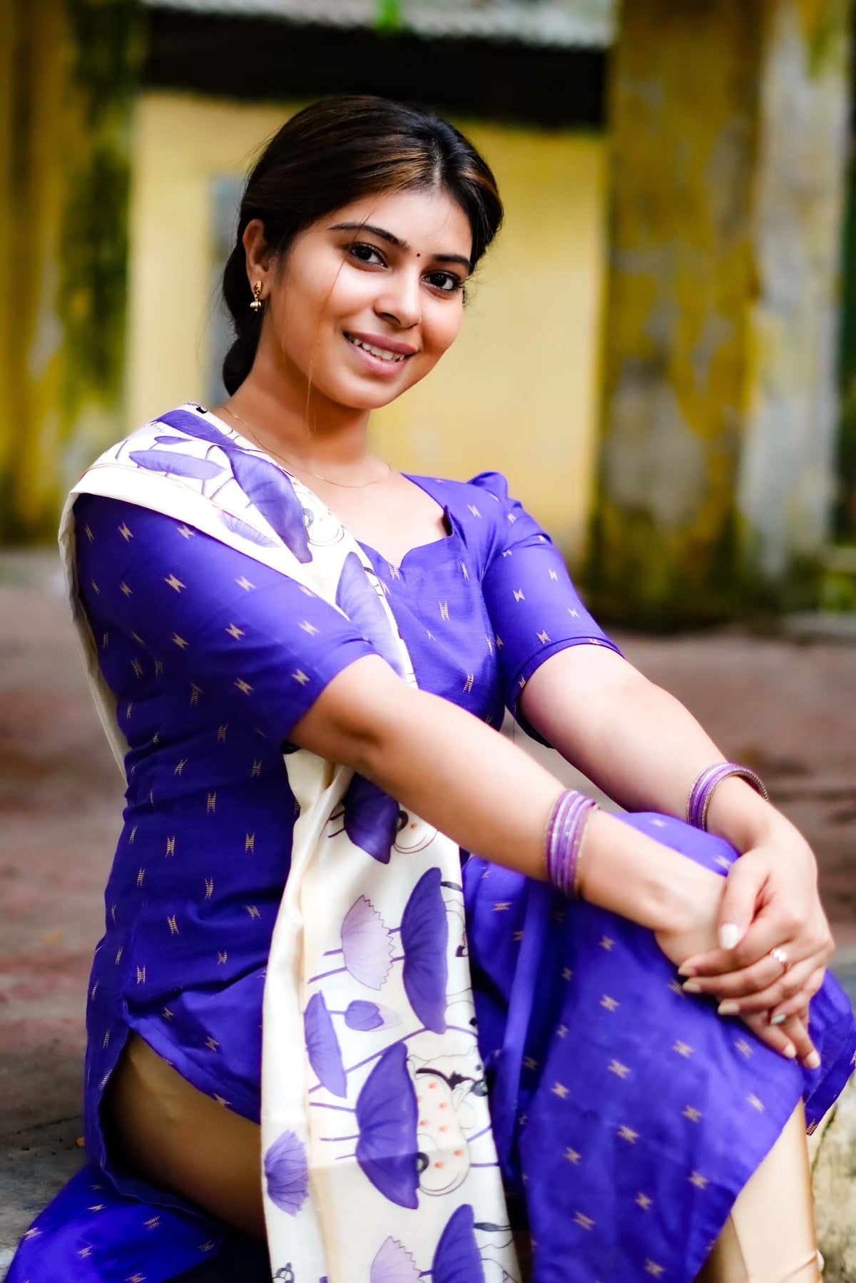 AC209 Purple Raw Silk dupatta set