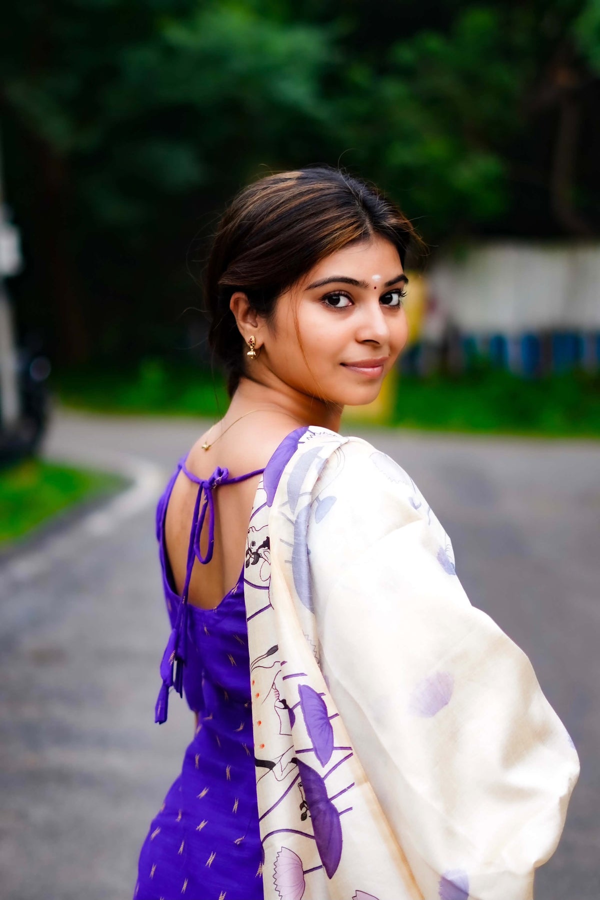 AC209 Purple Raw Silk dupatta set