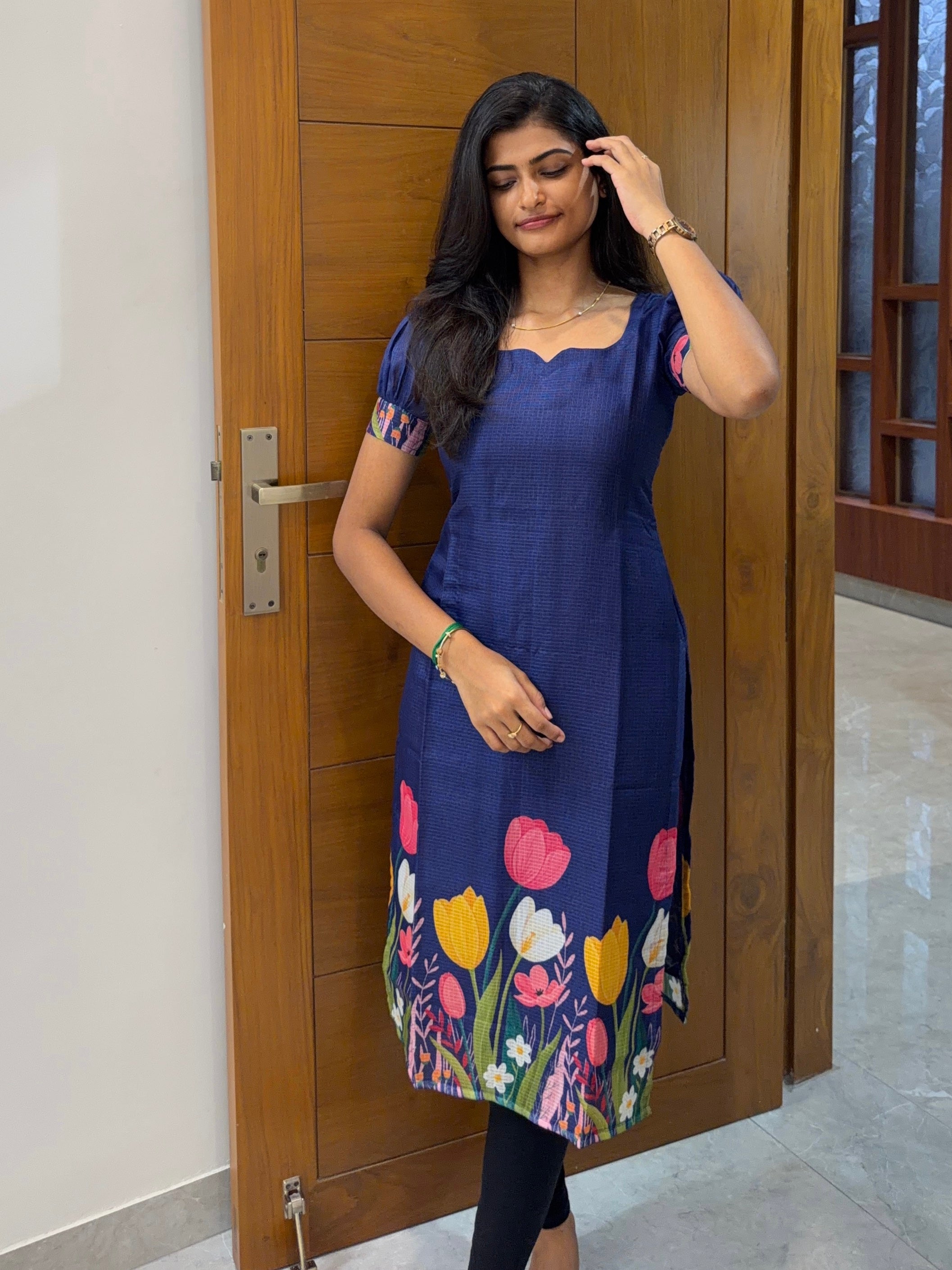 AC244 Navy Blue Kota Doriya Kurti