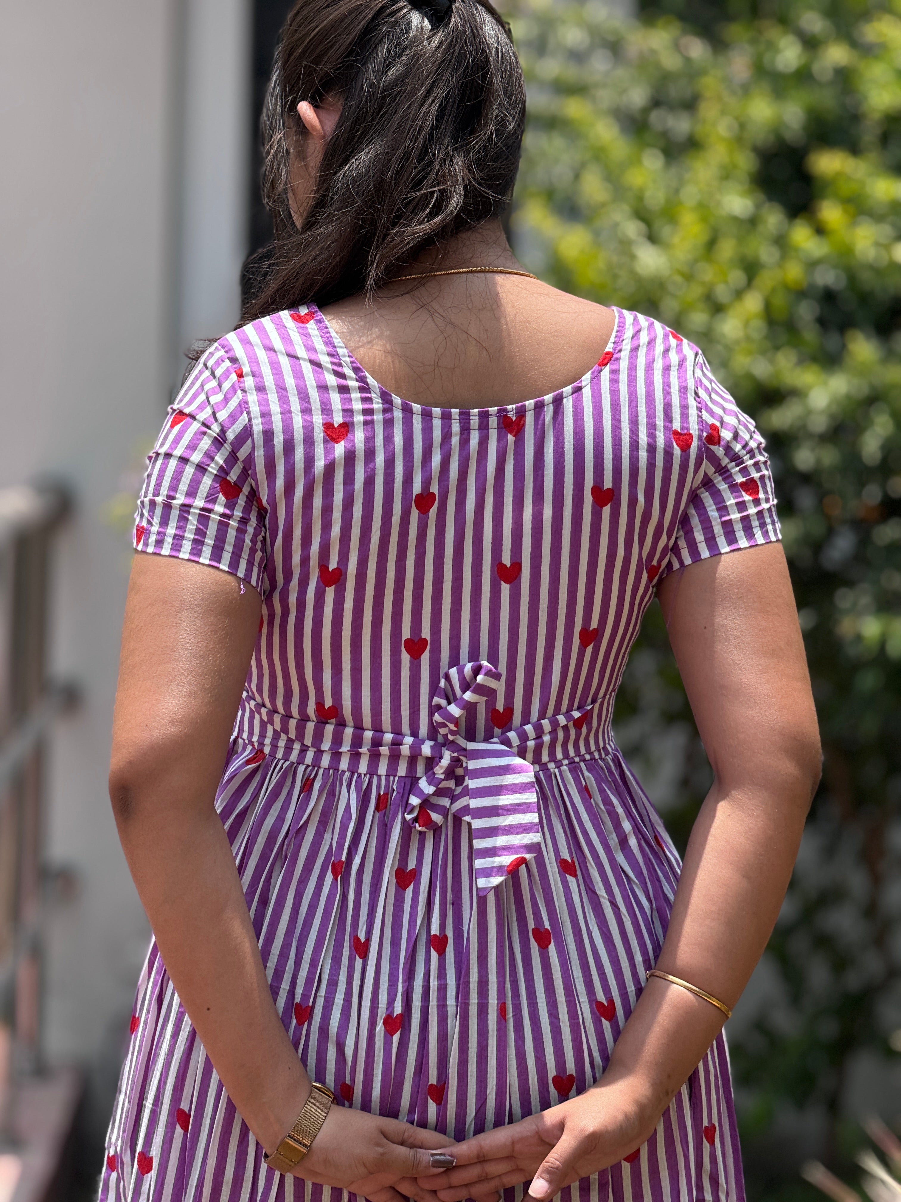 AC206 COTTON STRIPES MAXI DRESS