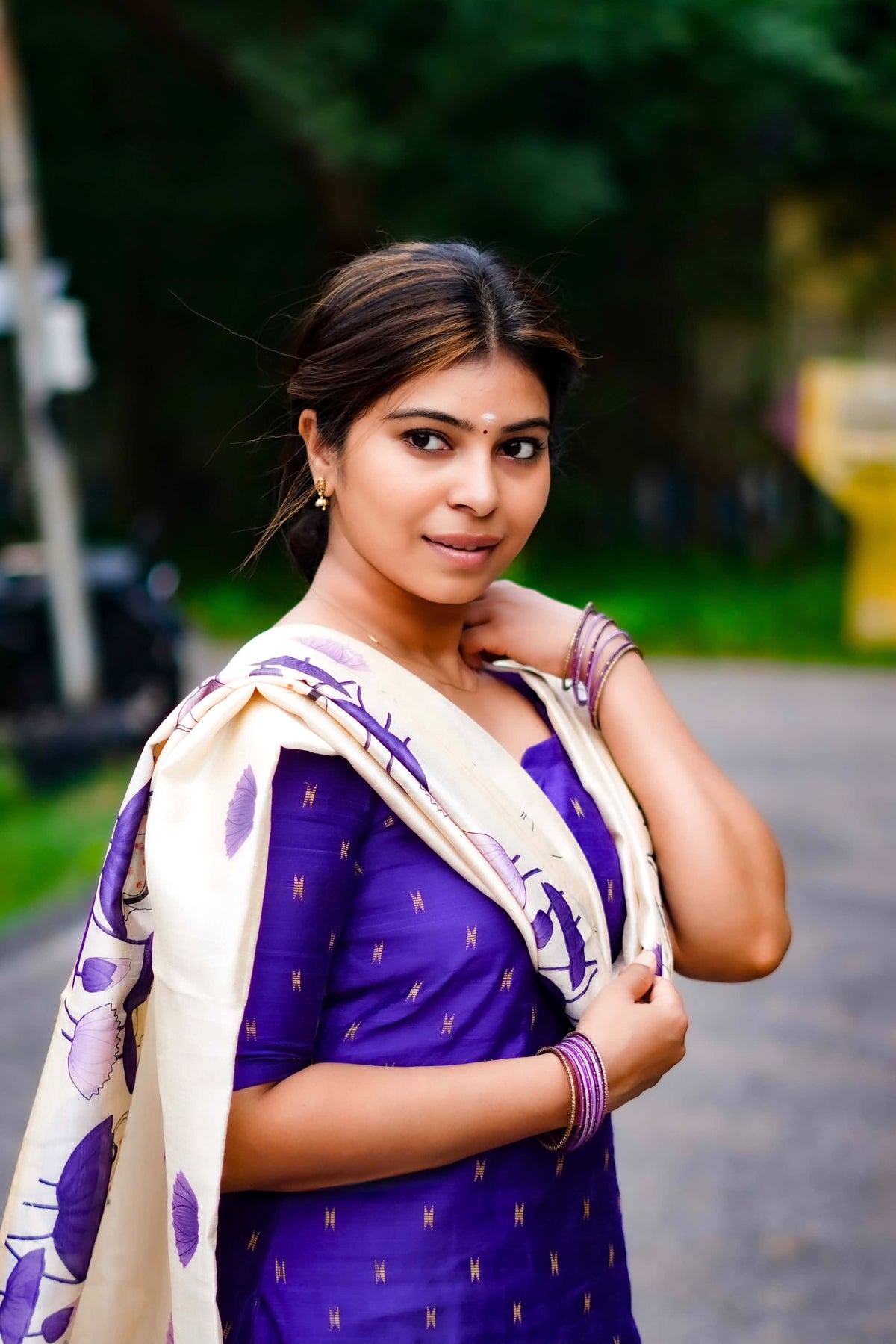 AC209 Purple Raw Silk dupatta set