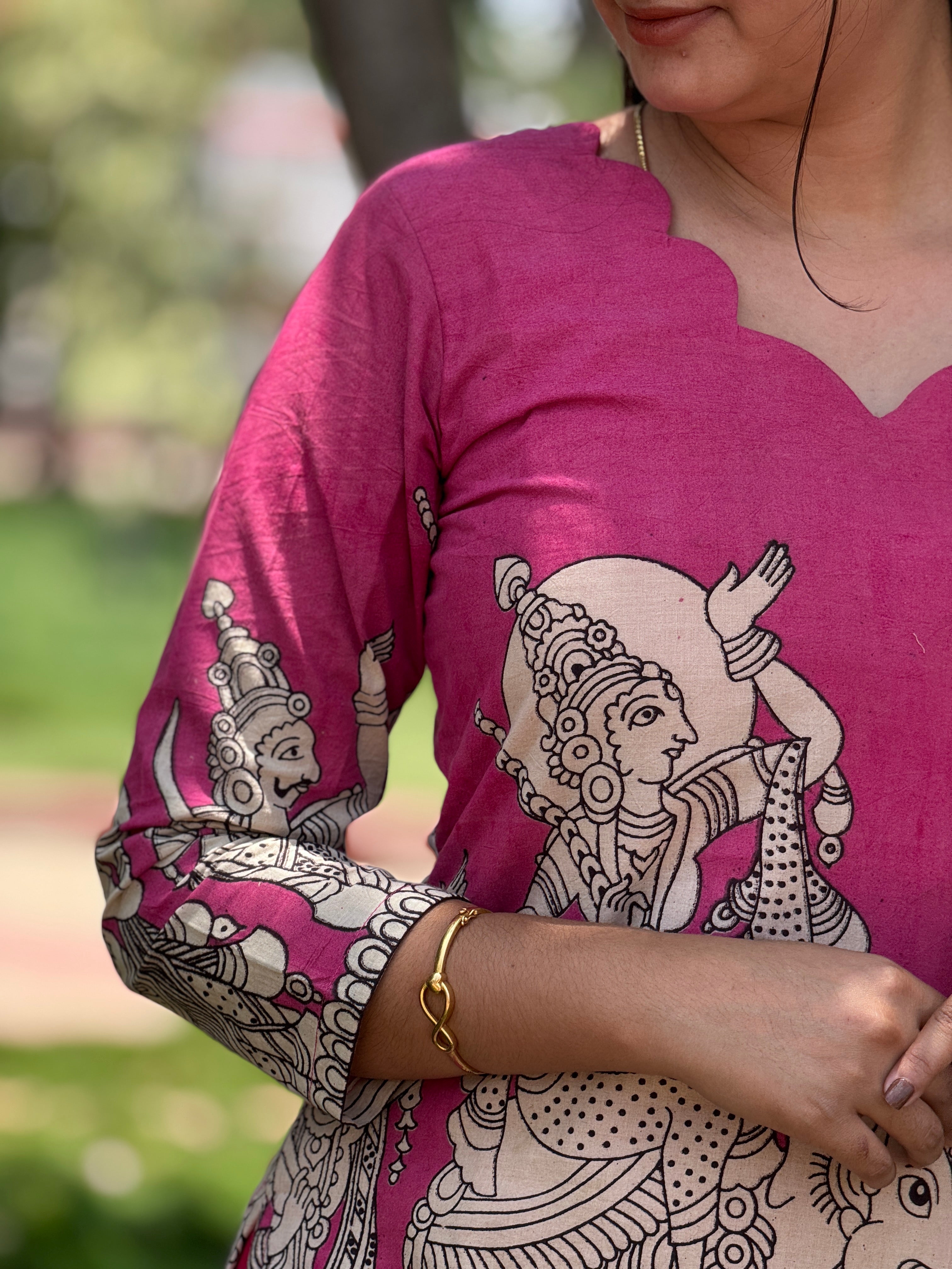 AC201 Kalamkari kurti dupatta set