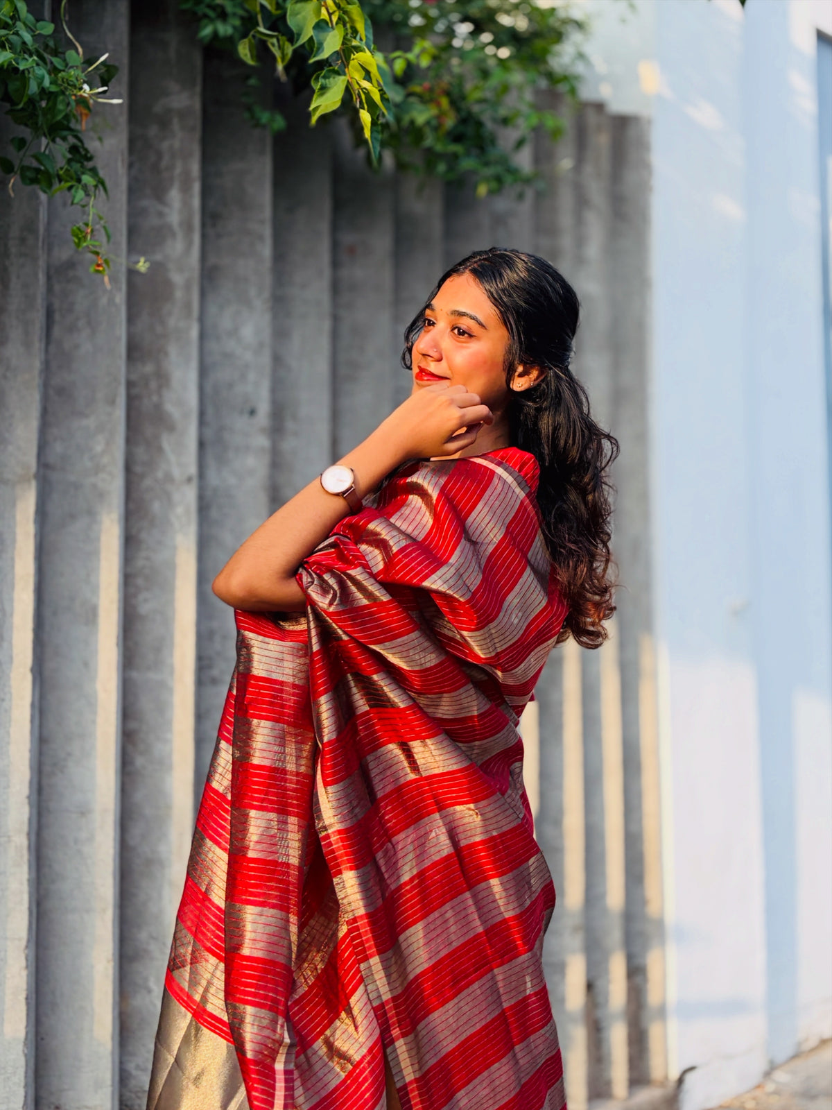 AC254 Red Banarasi Silk kurti dupatta set