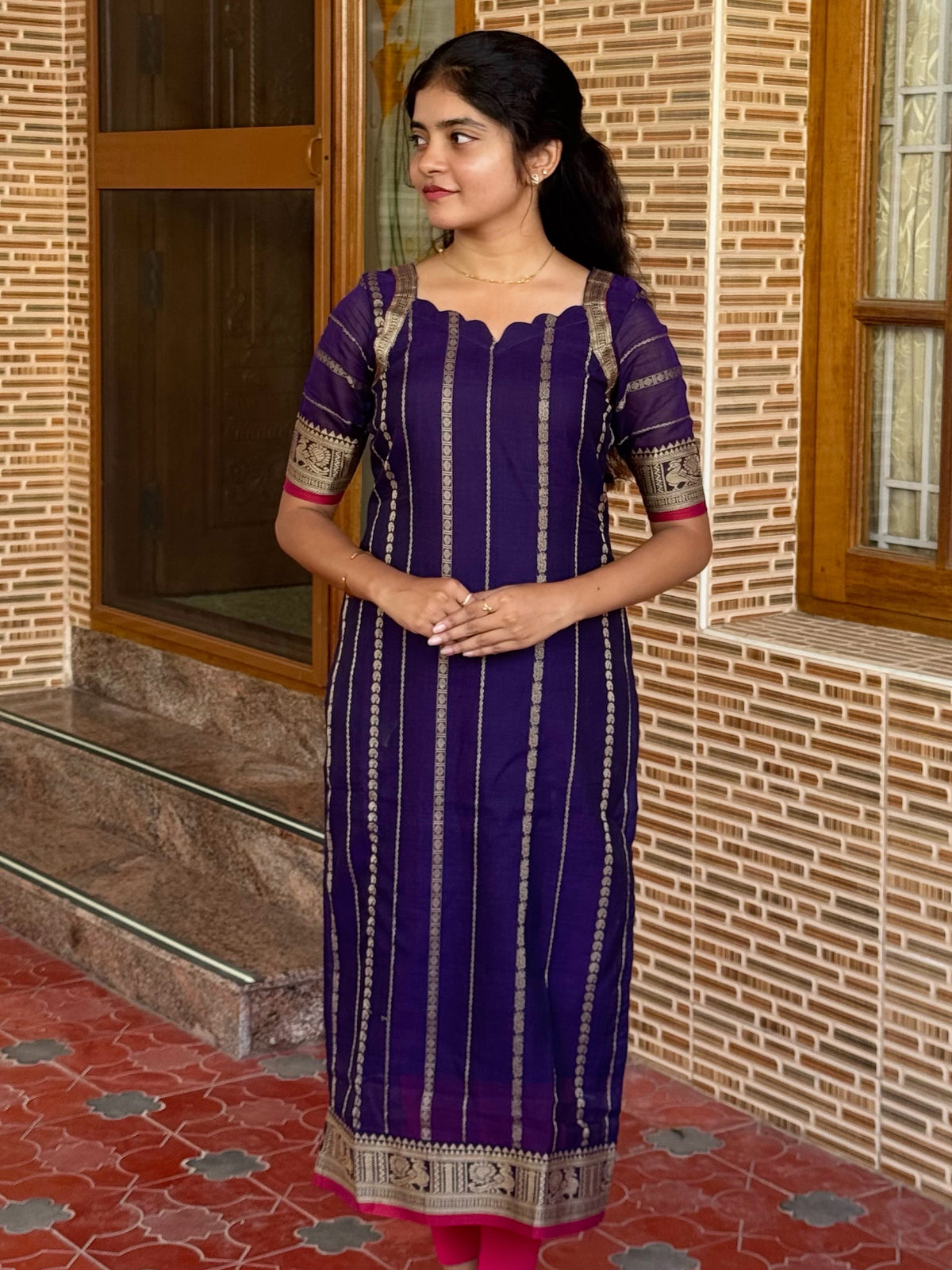 DS08 Purple Narayanpet Cotton kurti