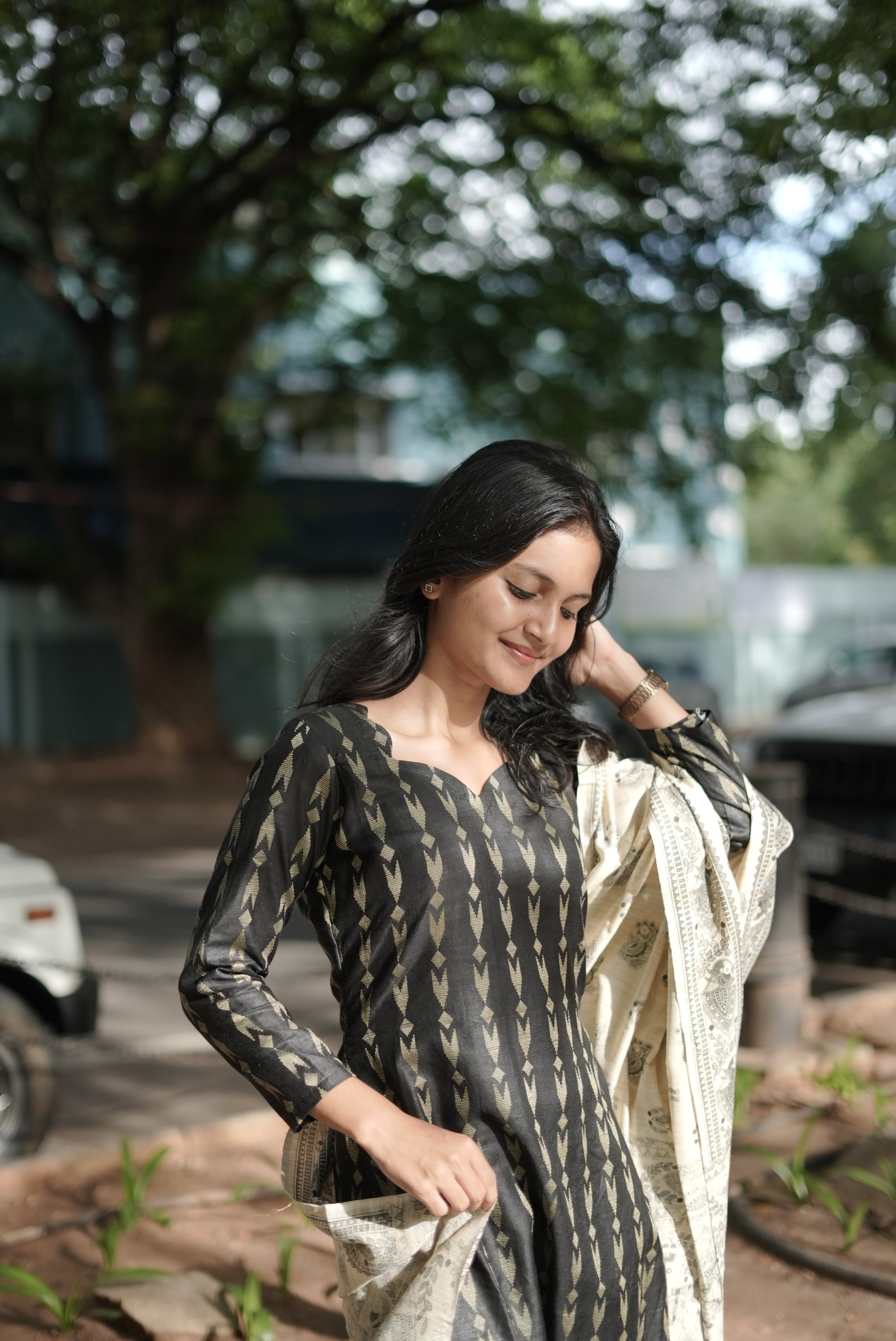 AC227 Katan silk kurti dupatta set