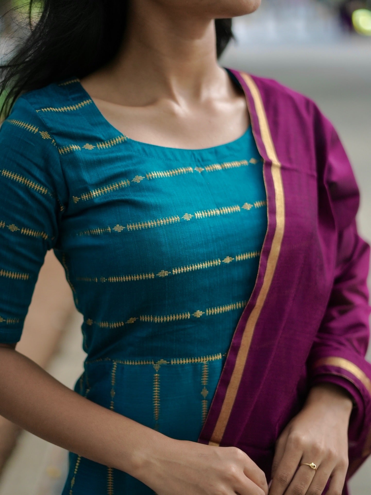 AC236 Peacock Green kurti dupatta set