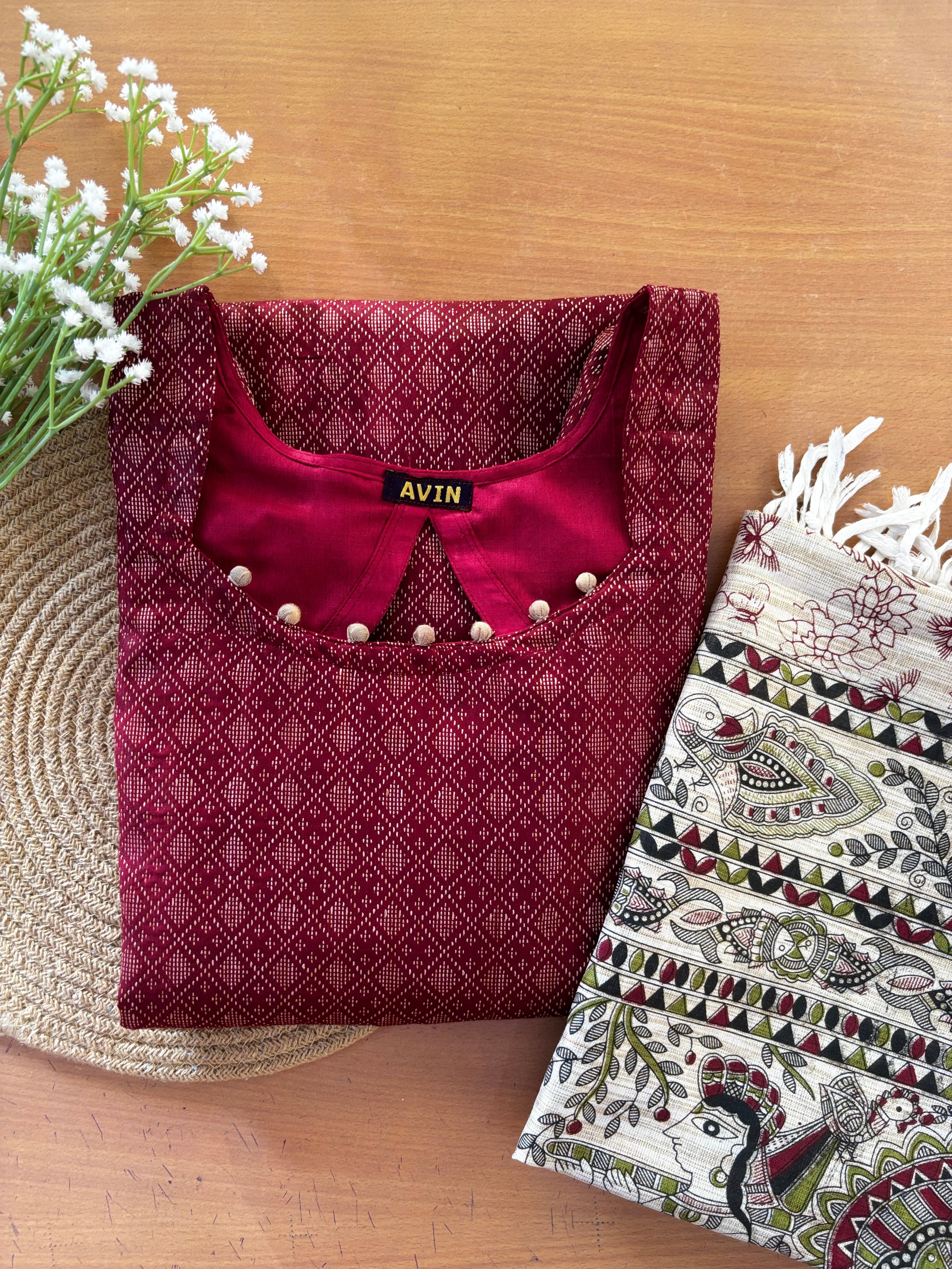 AC199 Katan Silk kurti dupatta set