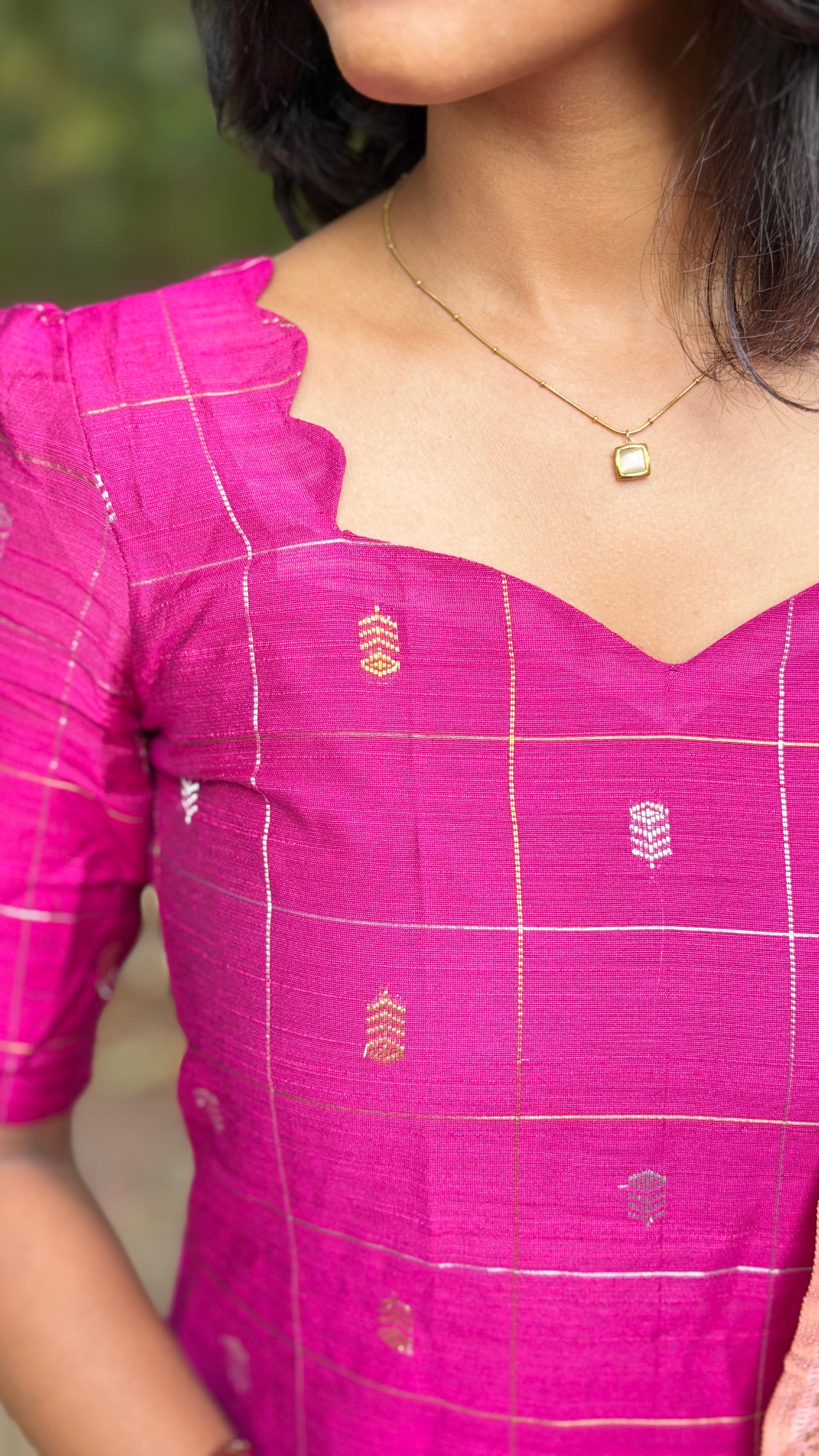 AC234 Magenta Pink Raw Silk kurti dupatta set