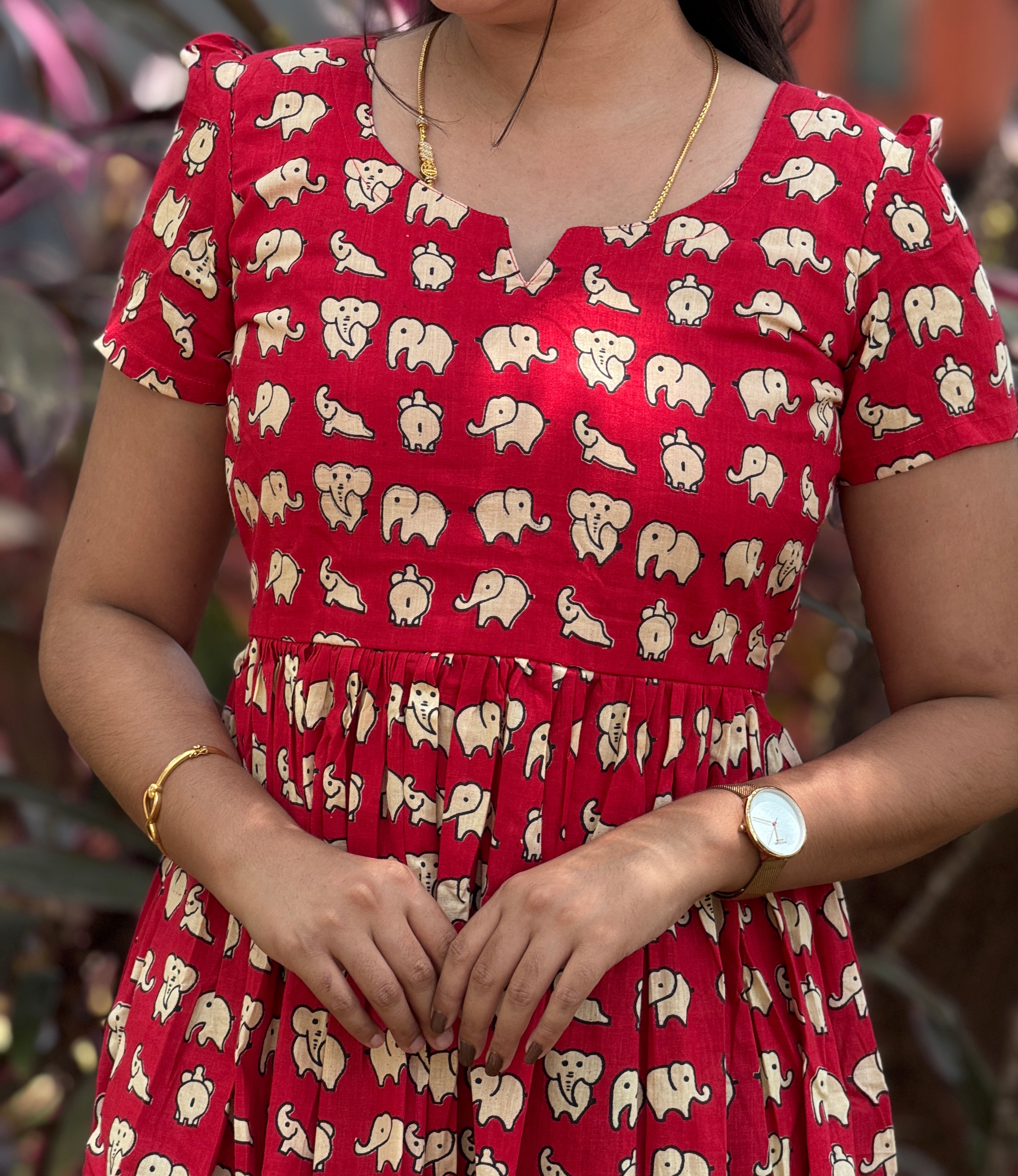 AC204 Red Cotton Maxi dress