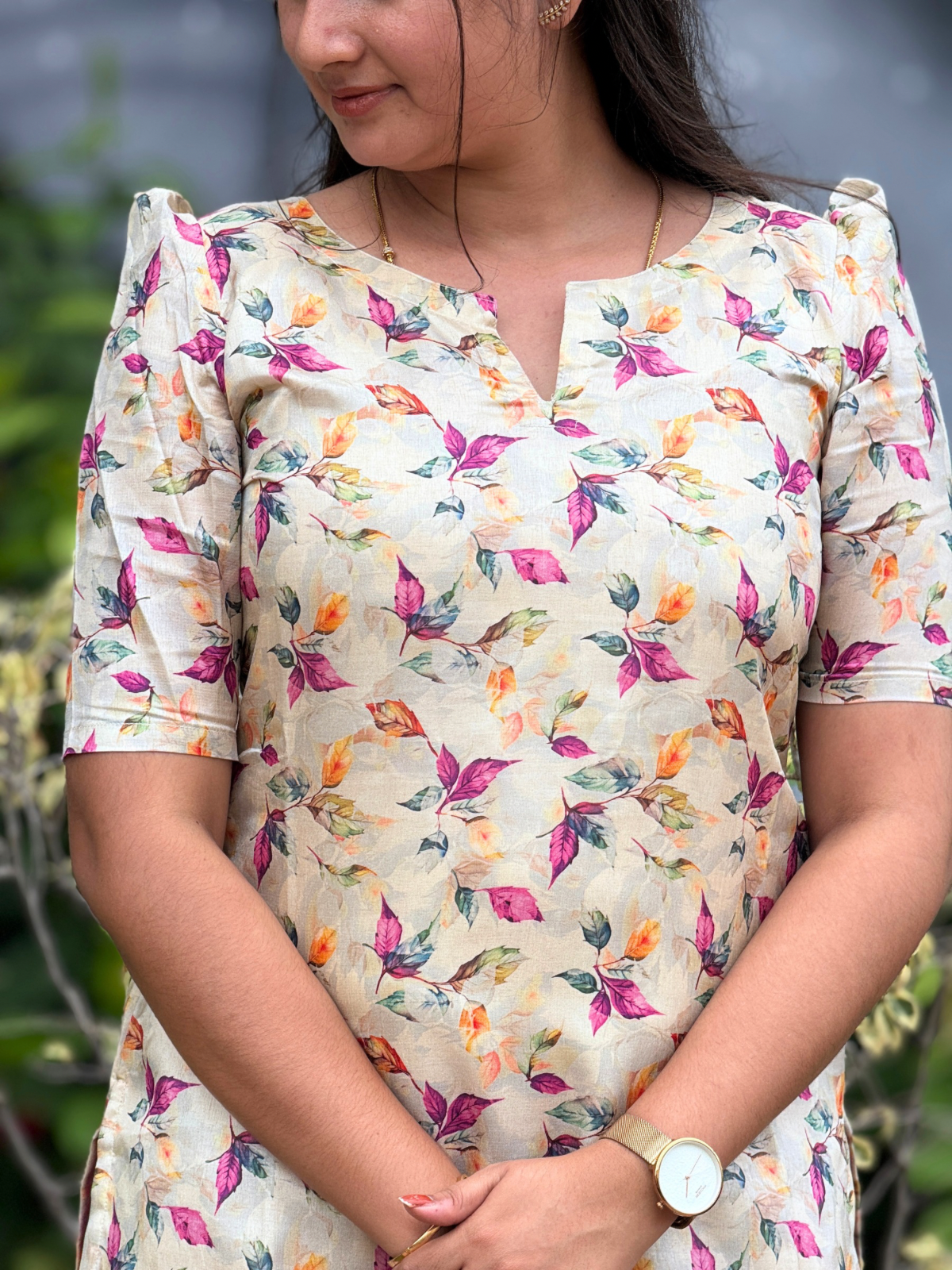 AC222 Magenta Semi Tussar silk Kurti Set