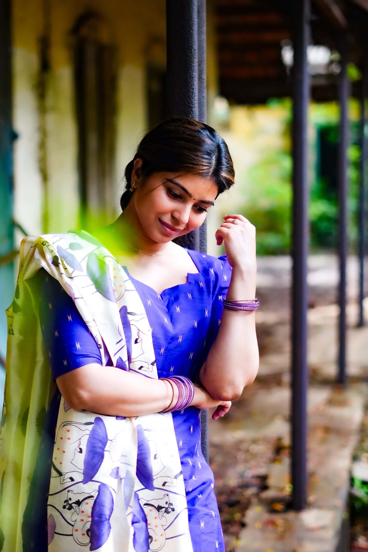 AC209 Purple Raw Silk dupatta set