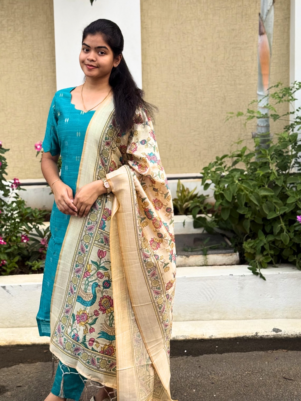 AC207 Peacock Blue Raw Silk Set
