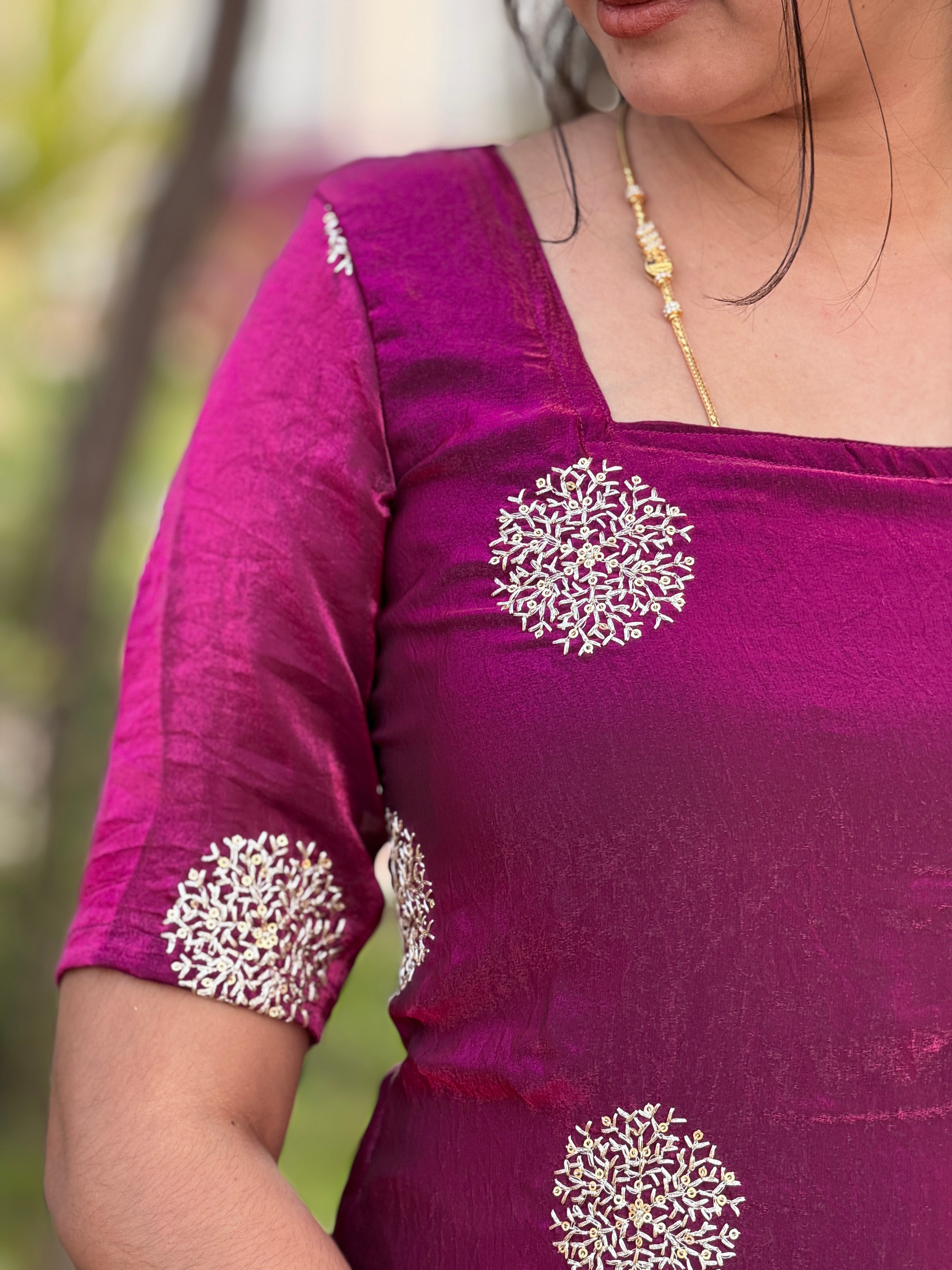 AC178 Space Silk Kurti with Dupatta Set