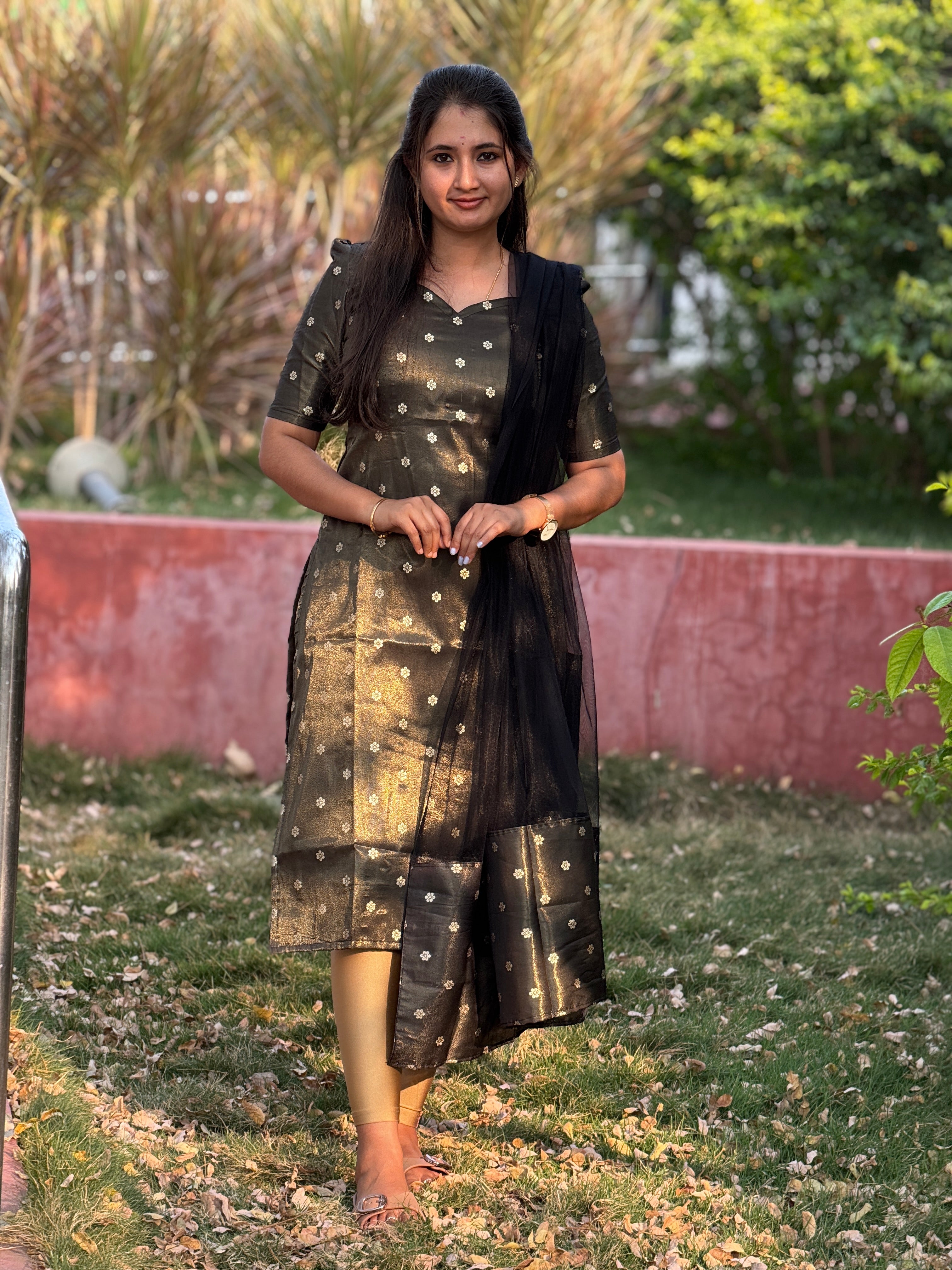 AC193 Tissue Silk Kurti Dupatta Set
