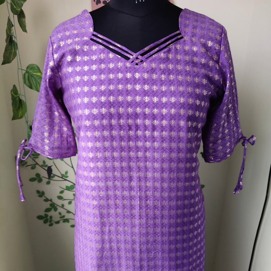 AC069 Lavender Chanderi Silk Kurti