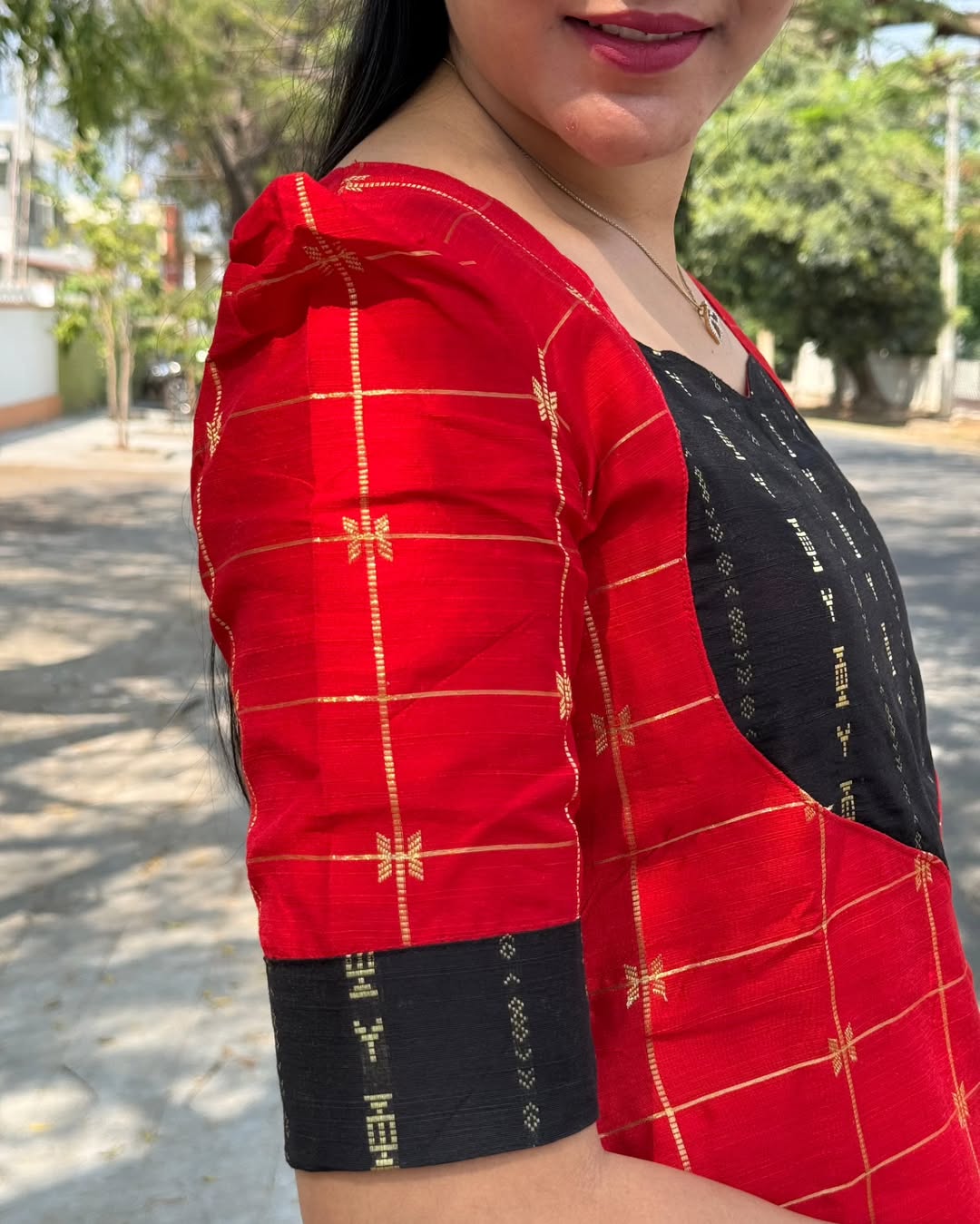 AC100 Red Raw Silk Kurti