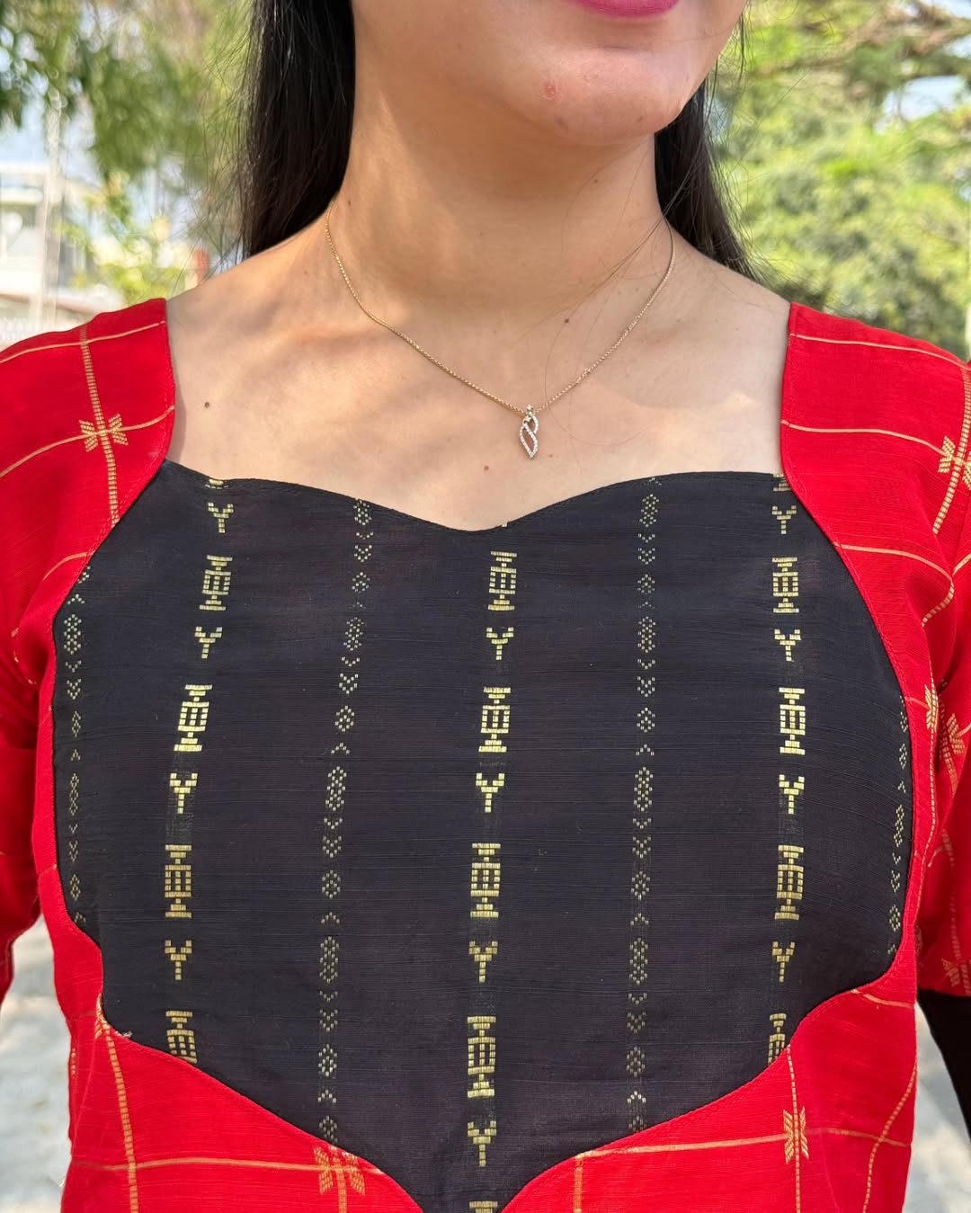 AC100 Red Raw Silk Kurti