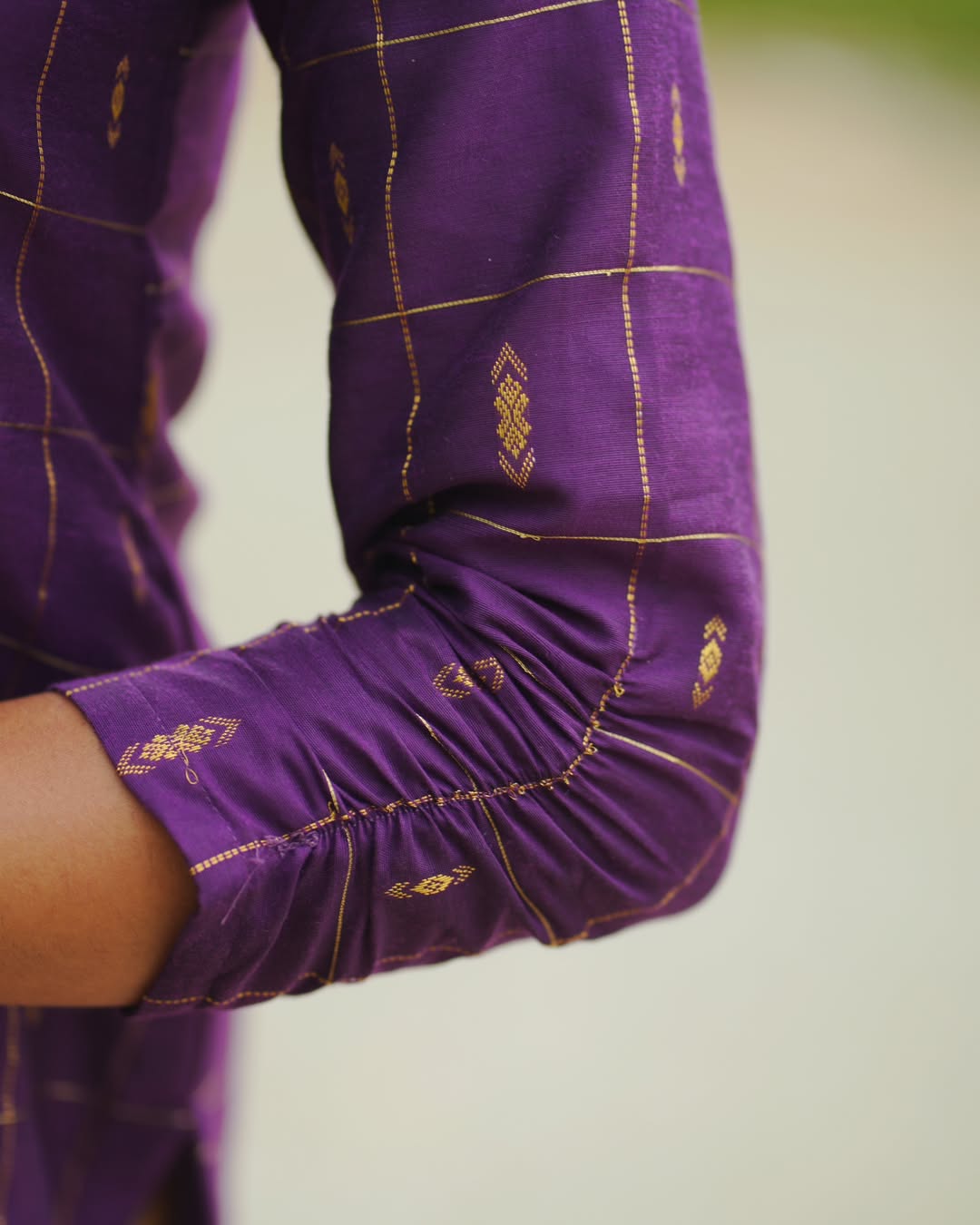 AC118 Purple Raw Silk Kurti Dupatta Set