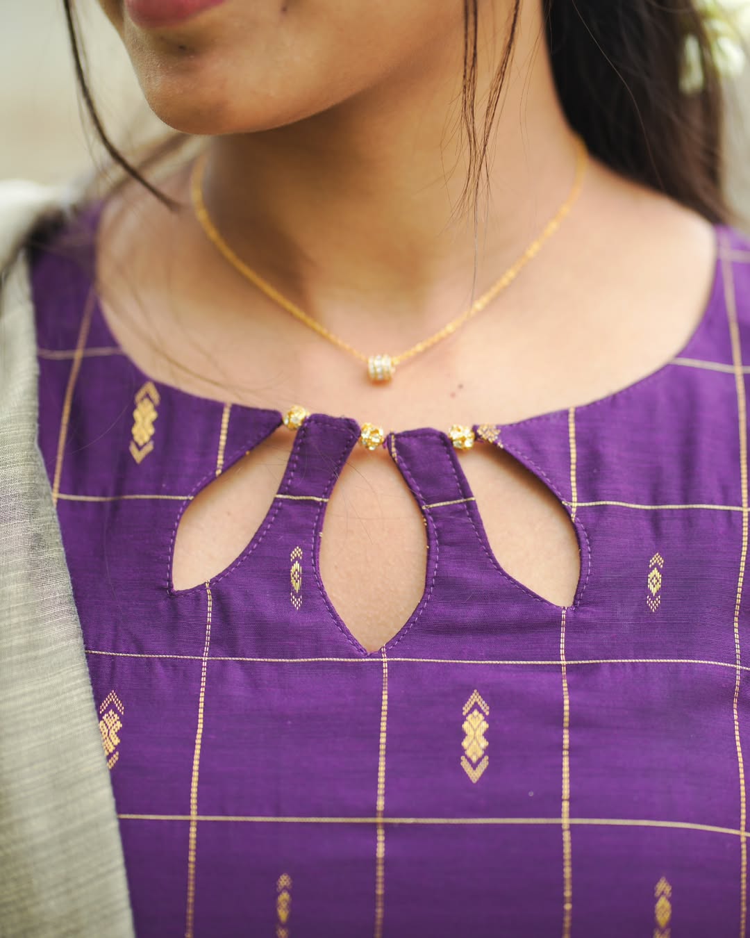 AC118 Purple Raw Silk Kurti Dupatta Set
